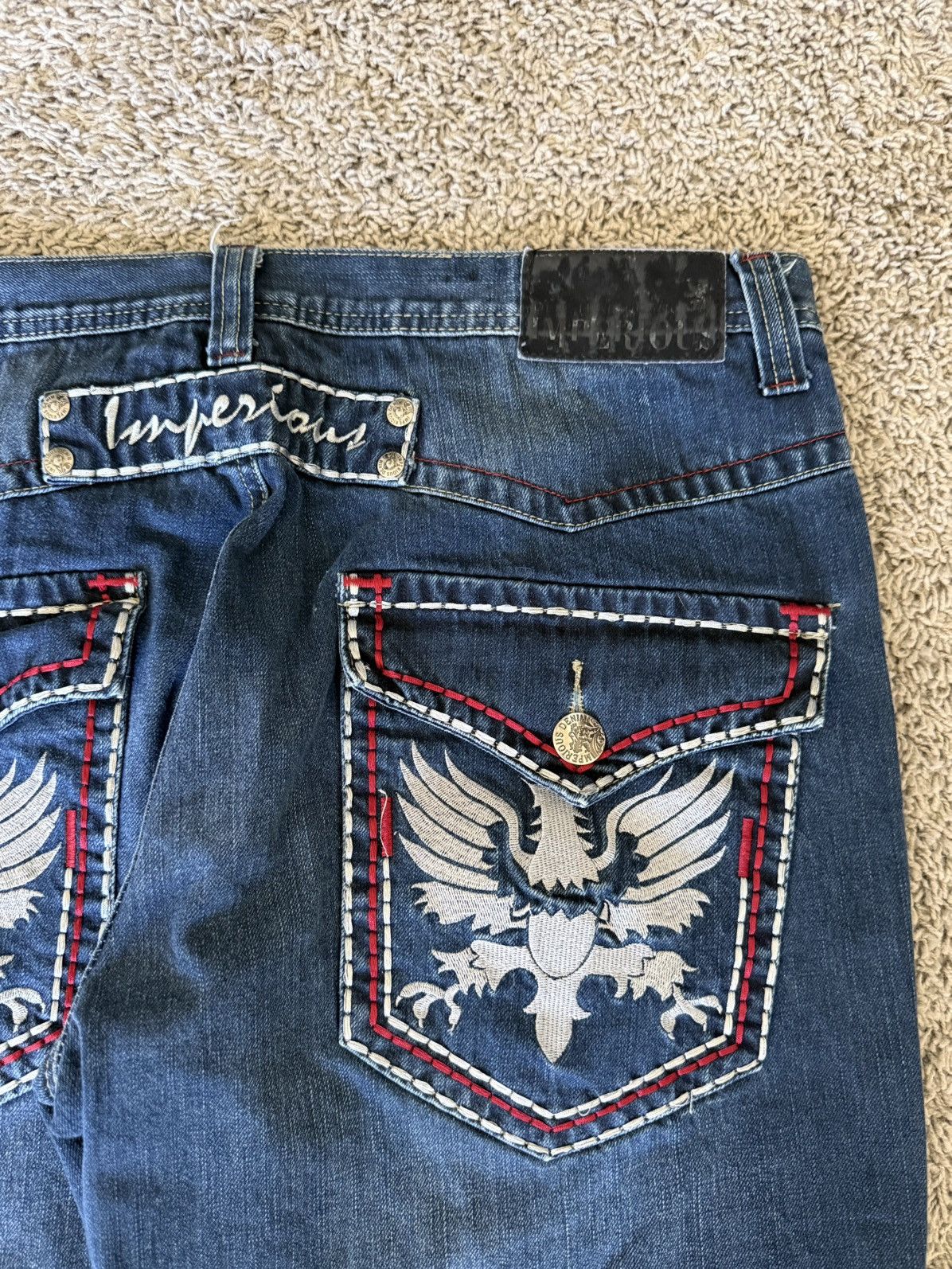 Imperious Imperious y2k vintage grunge faded dark blue jeans size 38 Size US 38 / EU 54 - 2 Thumbnail