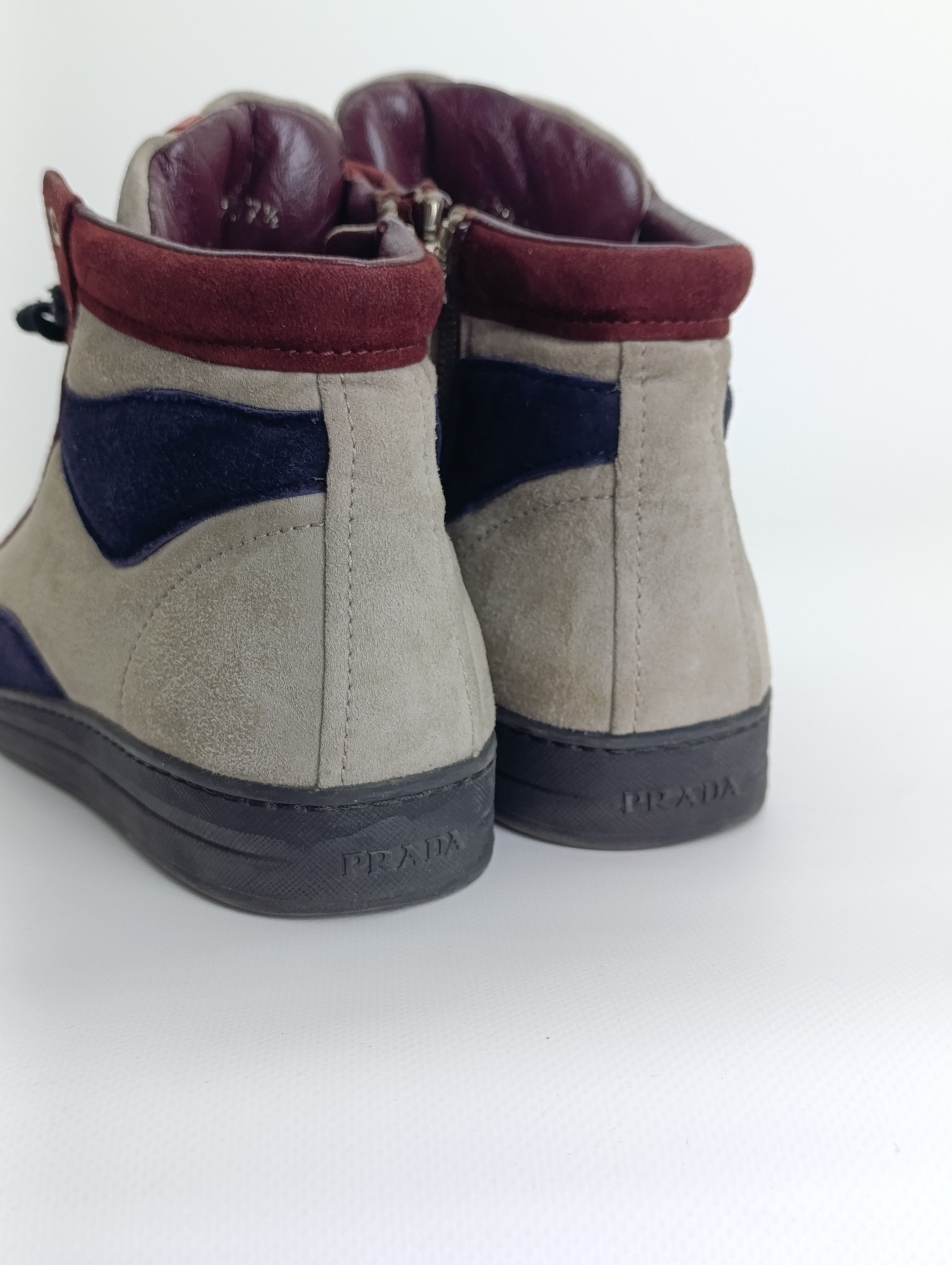 Prada PRADA WOMENS SUEDE ANKLE BOOTS LACE UP HIGH-TOP SNEAKERS Size US 7.5 / IT 37.5 - 7 Thumbnail