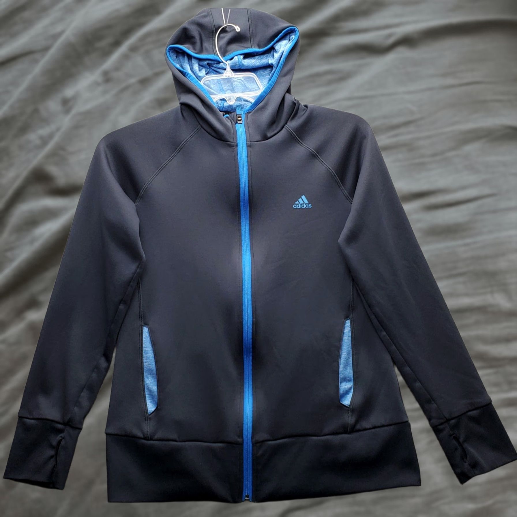 Adidas Adidas Climawarm Hoodie Womens Size L Gray Full Zip Logo Regular Fit Size L / US 10 / IT 46 - 1 Thumbnail