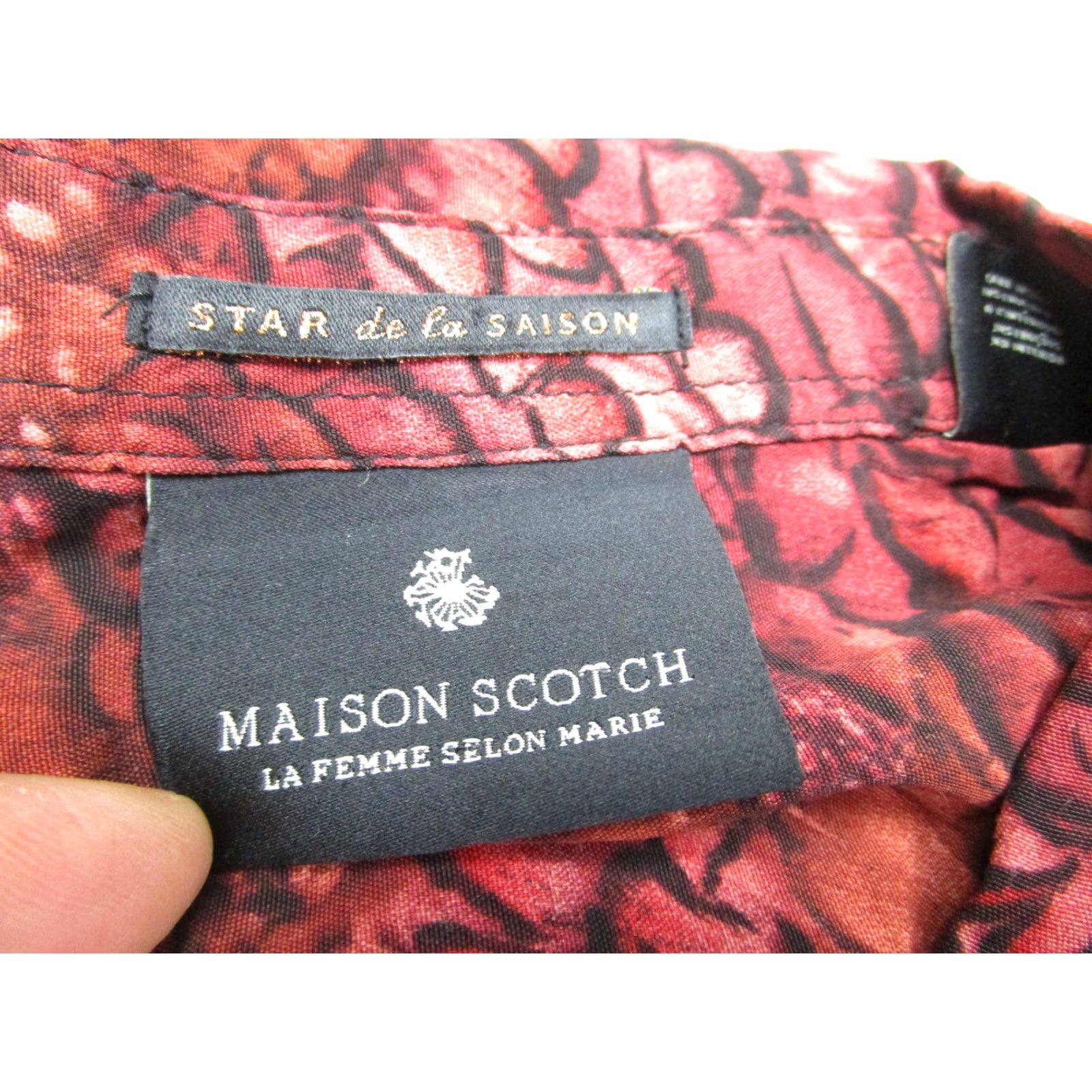 Scotch & Soda Scotch & Soda Dress Womens Medium Red Feather Print Tunic Shirt Rayon Viscose Size M / US 6-8 / IT 42-44 - 5 Thumbnail