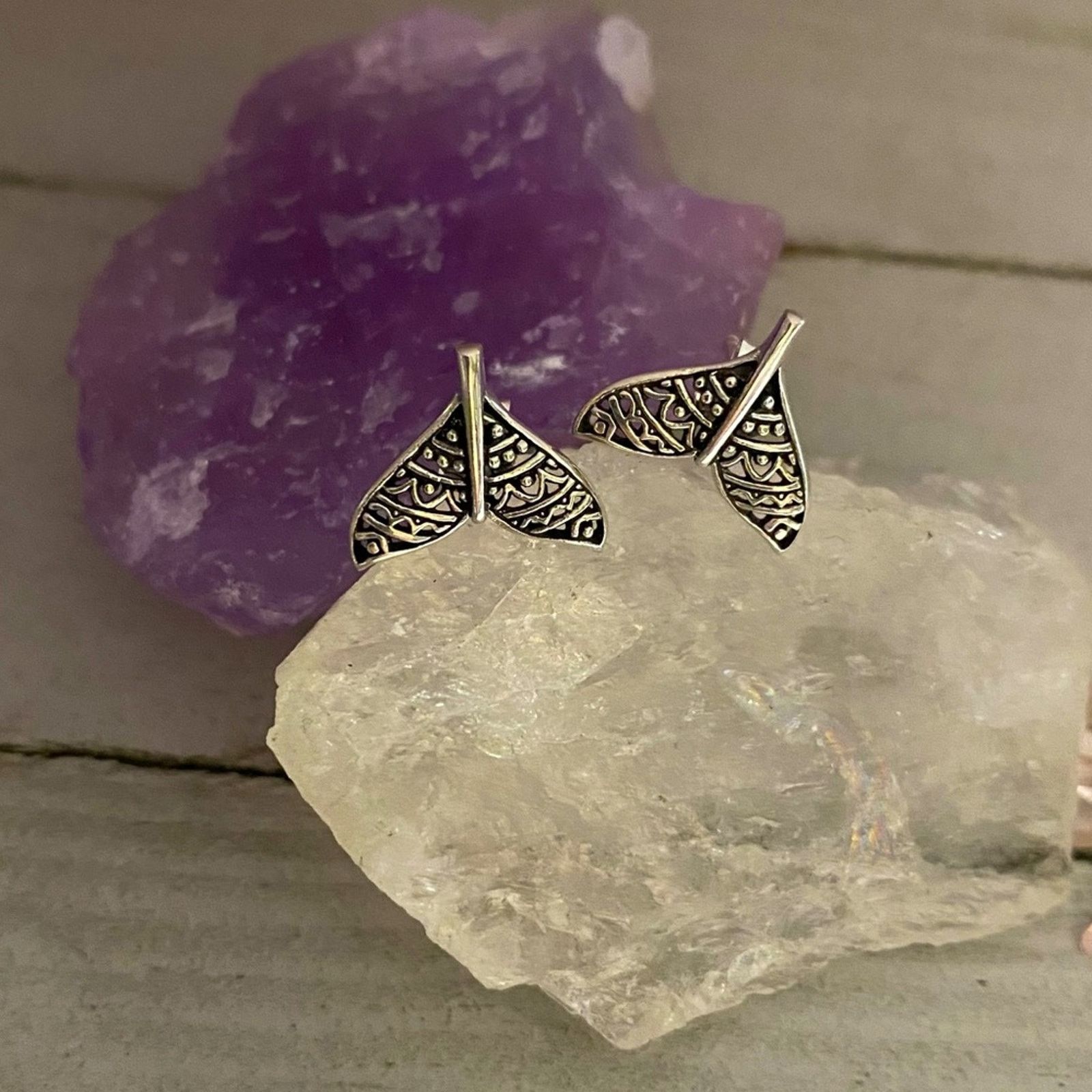 The Unbranded Brand Whale Tail Sterling Silver Earrings Boho Size ONE SIZE - 1 Thumbnail