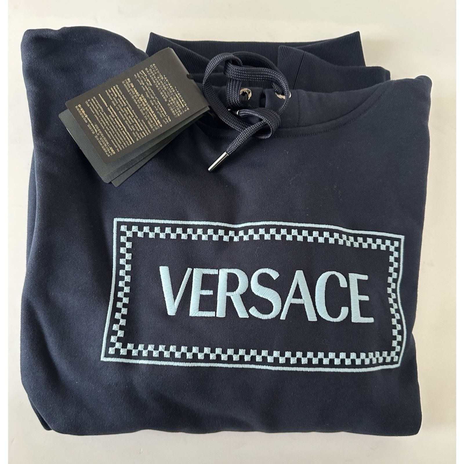 Versace Versace Embroidered Blue Sweatshirt with Hoodie XL 1012564 Size US XL / EU 56 / 4 - 12 Thumbnail