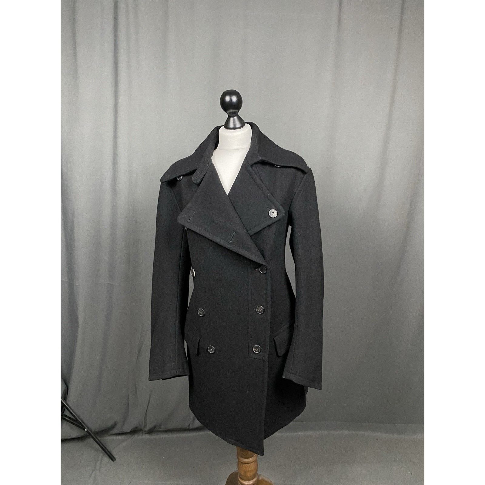 Dries Van Noten Dries Van Noten Women's Black Wool Double Breasted Pea Coat Size S / US 4 / IT 40 - 5 Thumbnail