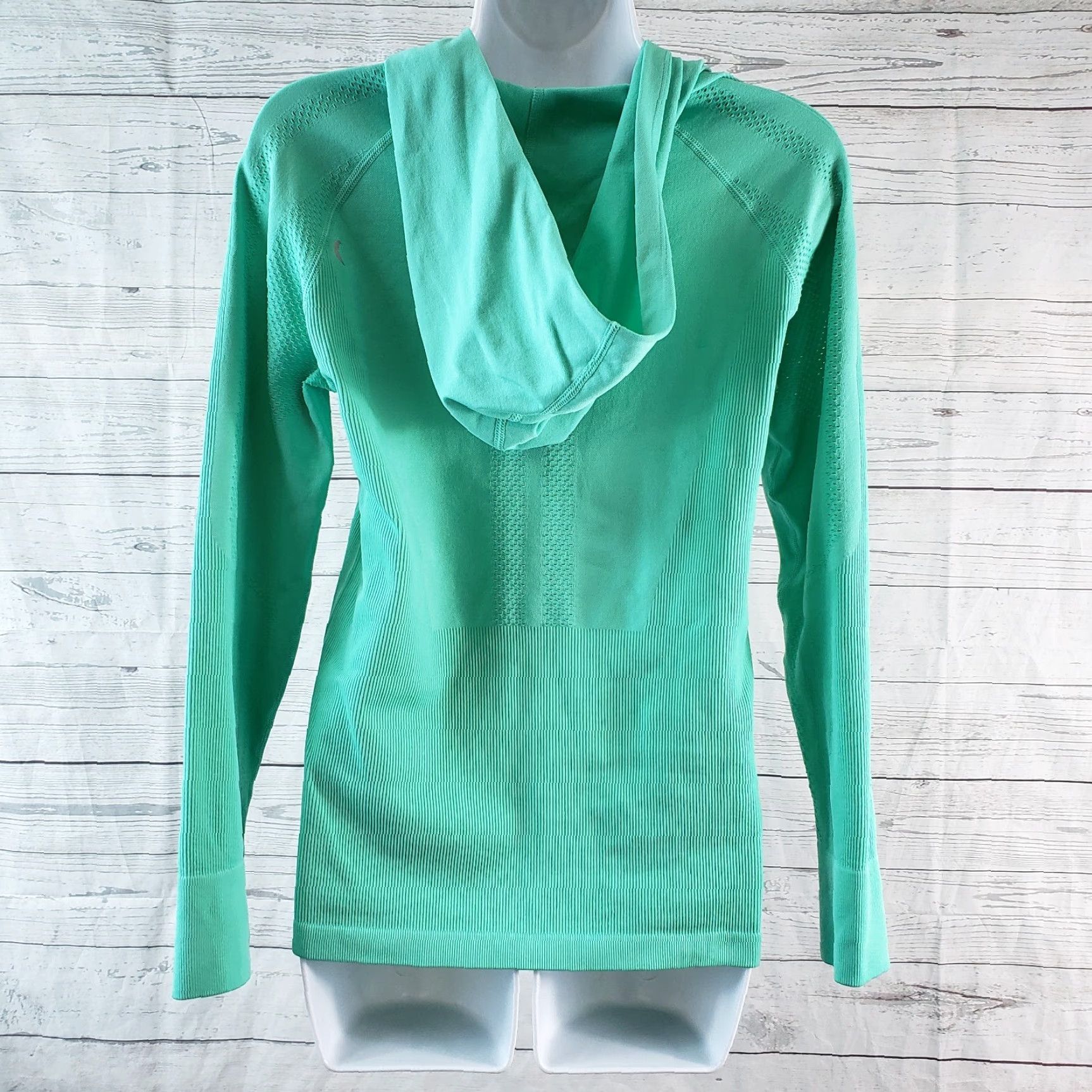 Vintage Zyia Hoodie Womens Perforated Sz M Green Mint Long Sleeve Pullover Activewear Size M / US 6-8 / IT 42-44 - 4 Thumbnail