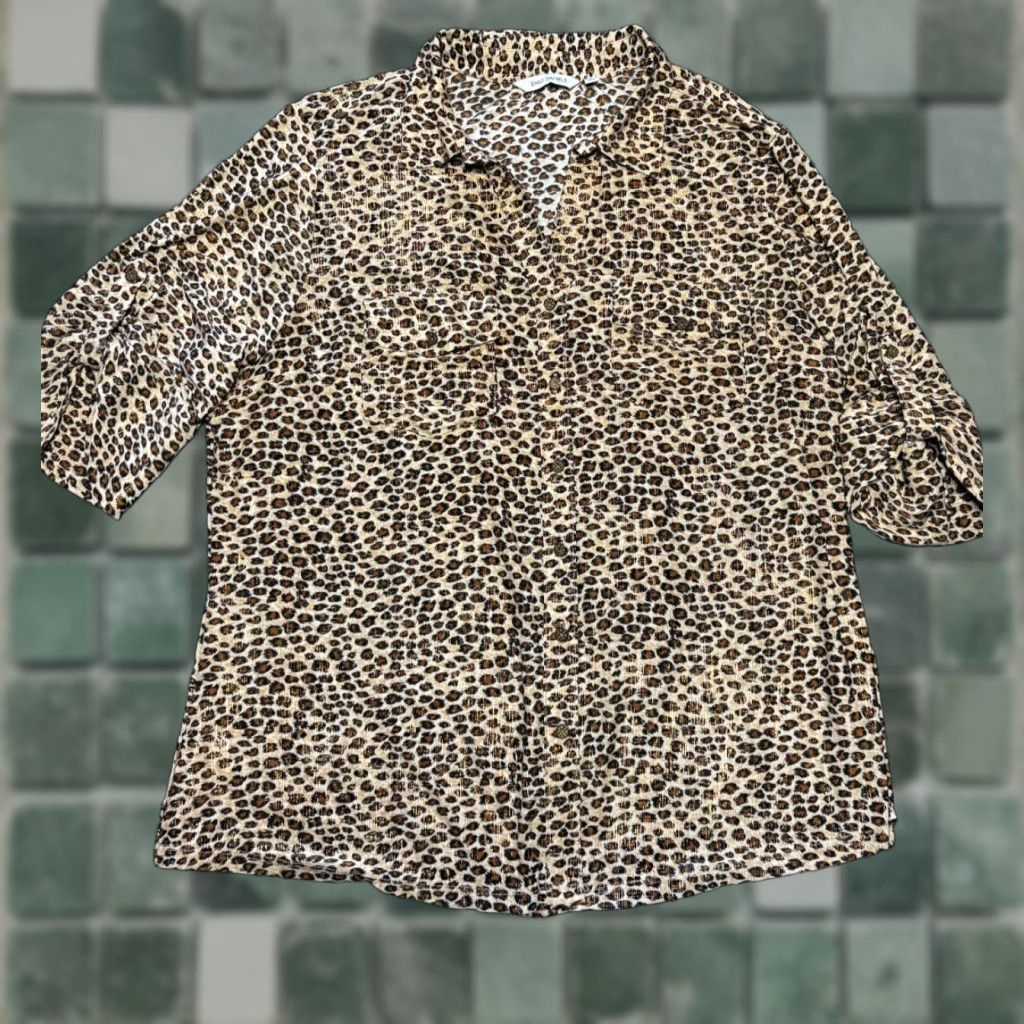 Vintage Emily Daniels Top Womens Small Leopard Animal Print Button Up Shirt 3/4 Sleeve Size S / US 4 / IT 40 - 1 Thumbnail