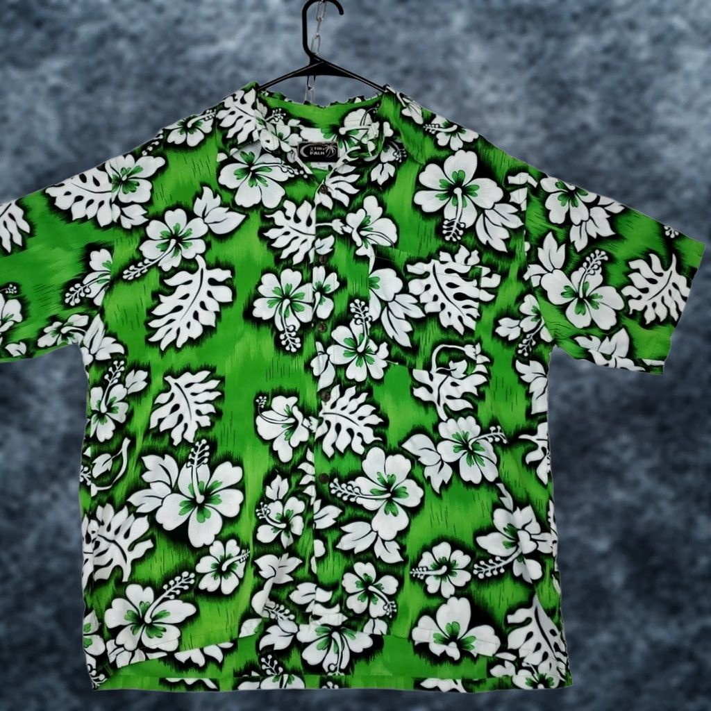 Vintage VINTAGE Tiki Palm South Pacific Aloha Shirt Mens XL Green 100% Rayon Short Sleeve Hawaiian Sportswear Size US XL / EU 56 / 4 - 1 Thumbnail