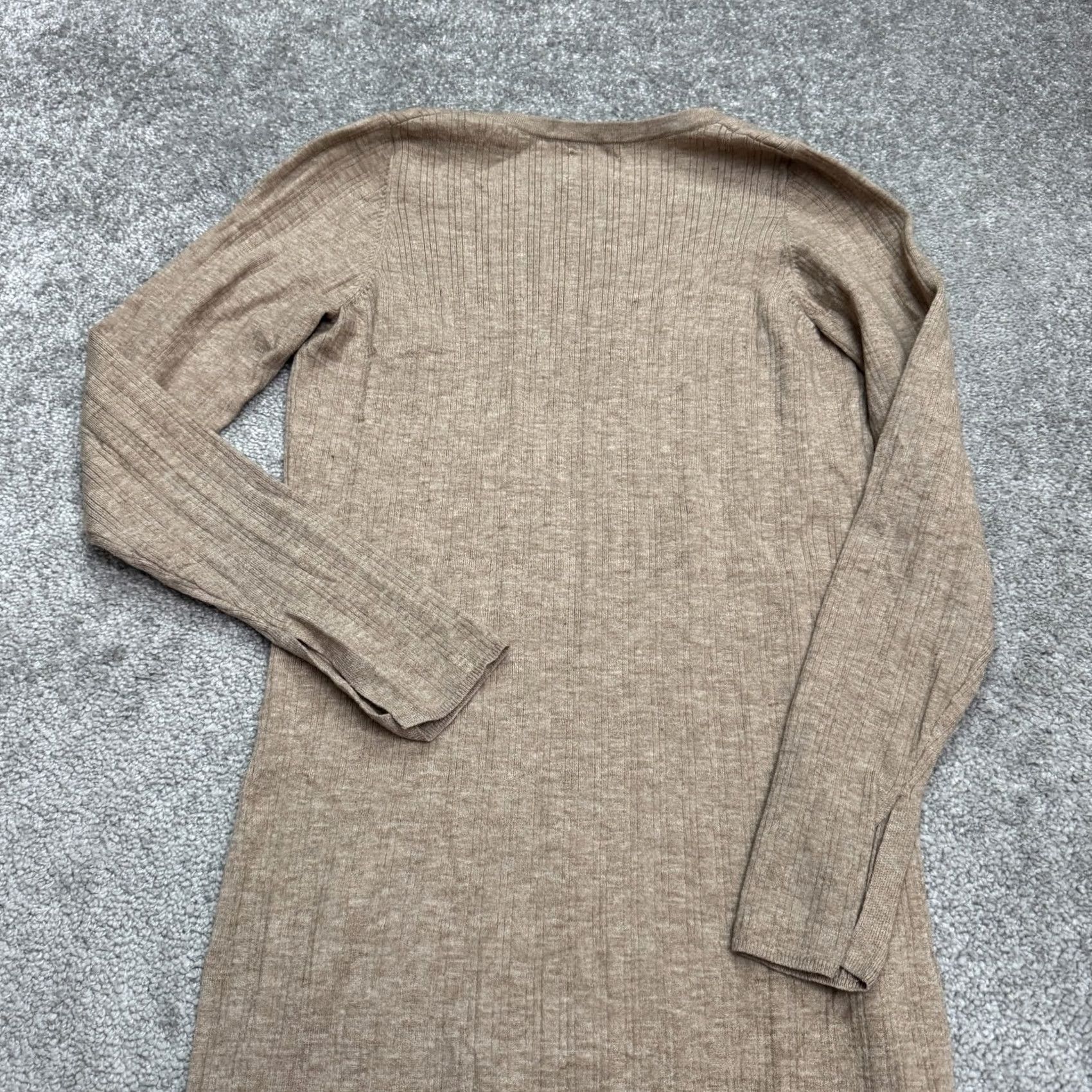 Asos ASOS Maternity Ribbed Knit Midi Dress Women 6 Brown Long Sleeve Side Slit Dress Size M / US 6-8 / IT 42-44 - 4 Thumbnail
