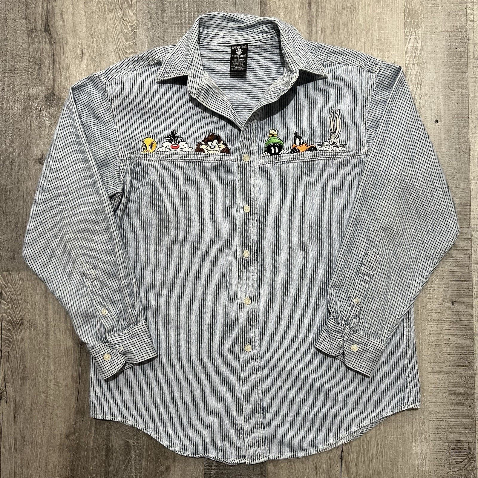 Warner Bros VTG Warner Bros. Studios Looney Tunes Hickory Button Shirt S Size US S / EU 44-46 / 1 - 1 Thumbnail