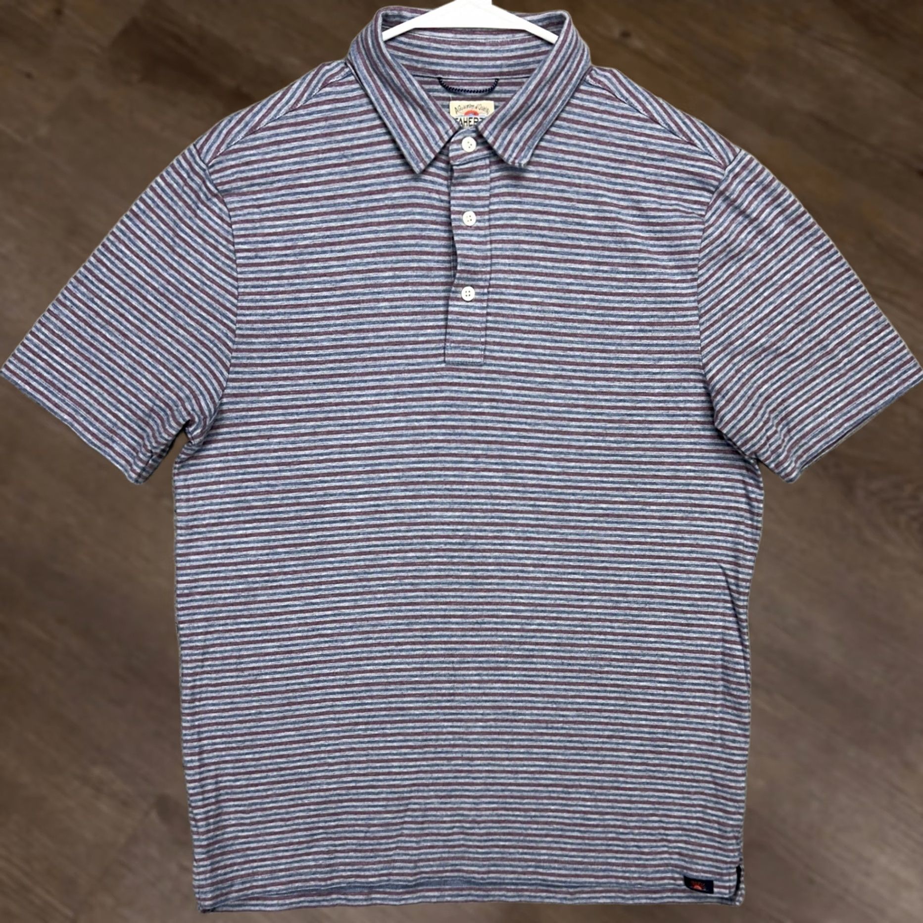 Faherty Faherty Polo Shirt Medium Red Blue Striped Short Sleeve Casual Stretch Rugby Men Size US M / EU 48-50 / 2 - 1 Thumbnail