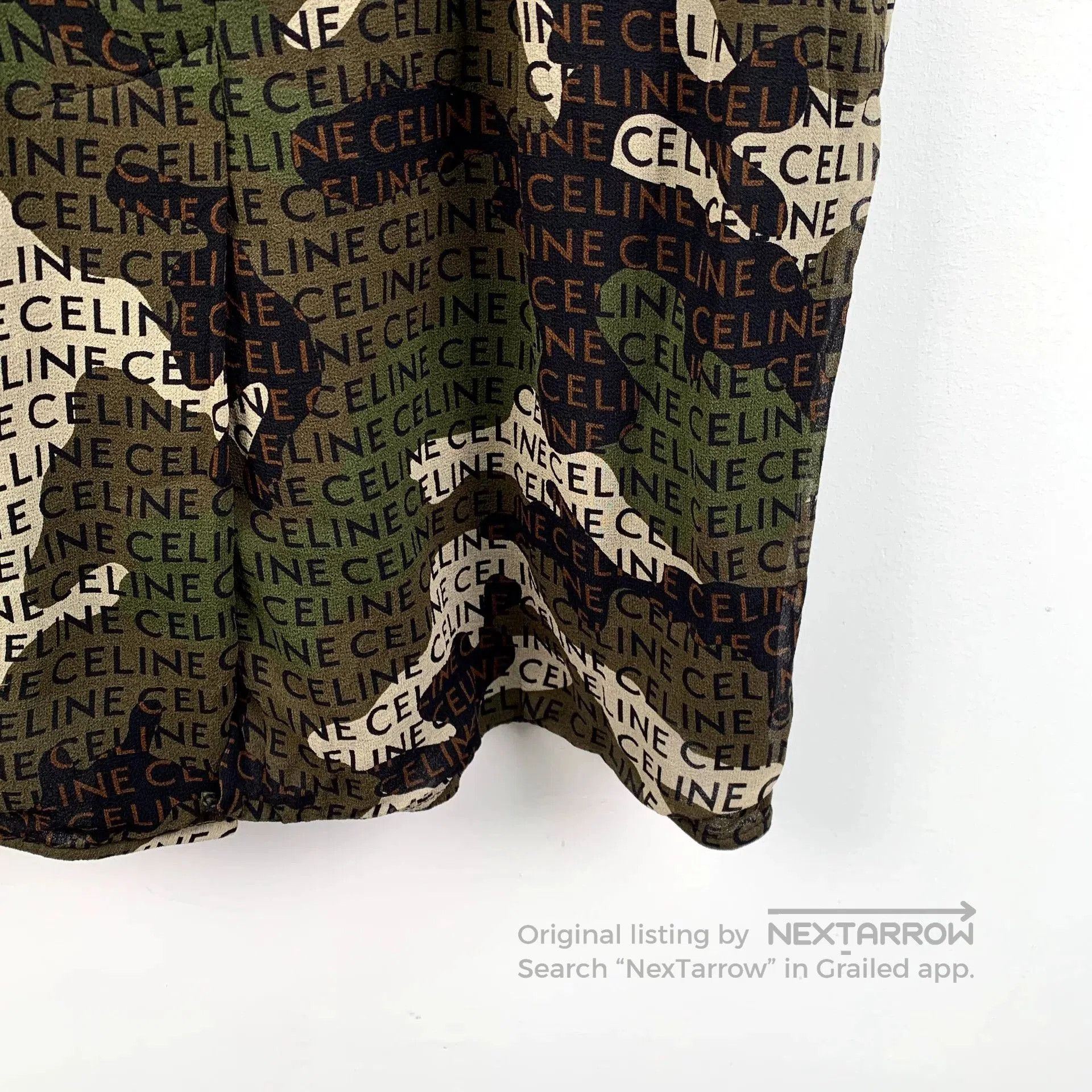 Celine Celine Camouflage Logo Print Silk Dress. Size S / US 4 / IT 40 - 4 Thumbnail