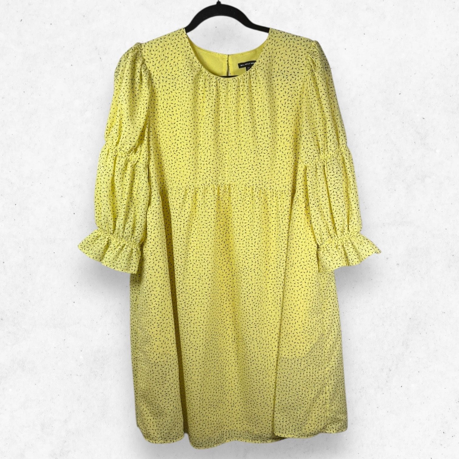 Other Who What Wear Women's M Babydoll Dress Yellow Black Confetti Size M / US 6-8 / IT 42-44 - 1 Thumbnail
