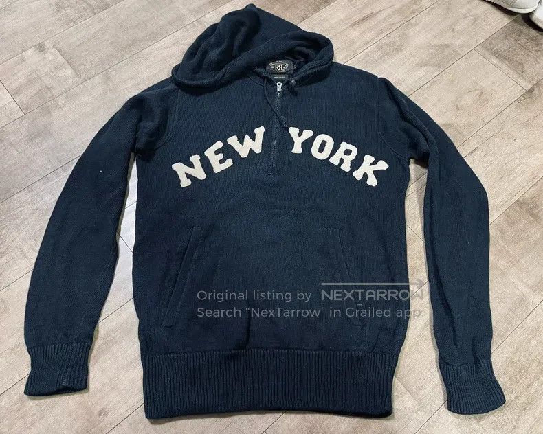 RRL Ralph Lauren RRL Ralph Lauren Knitted Embroidered Large Logo Hoodie Coa Size US S / EU 44-46 / 1 - 2 Thumbnail