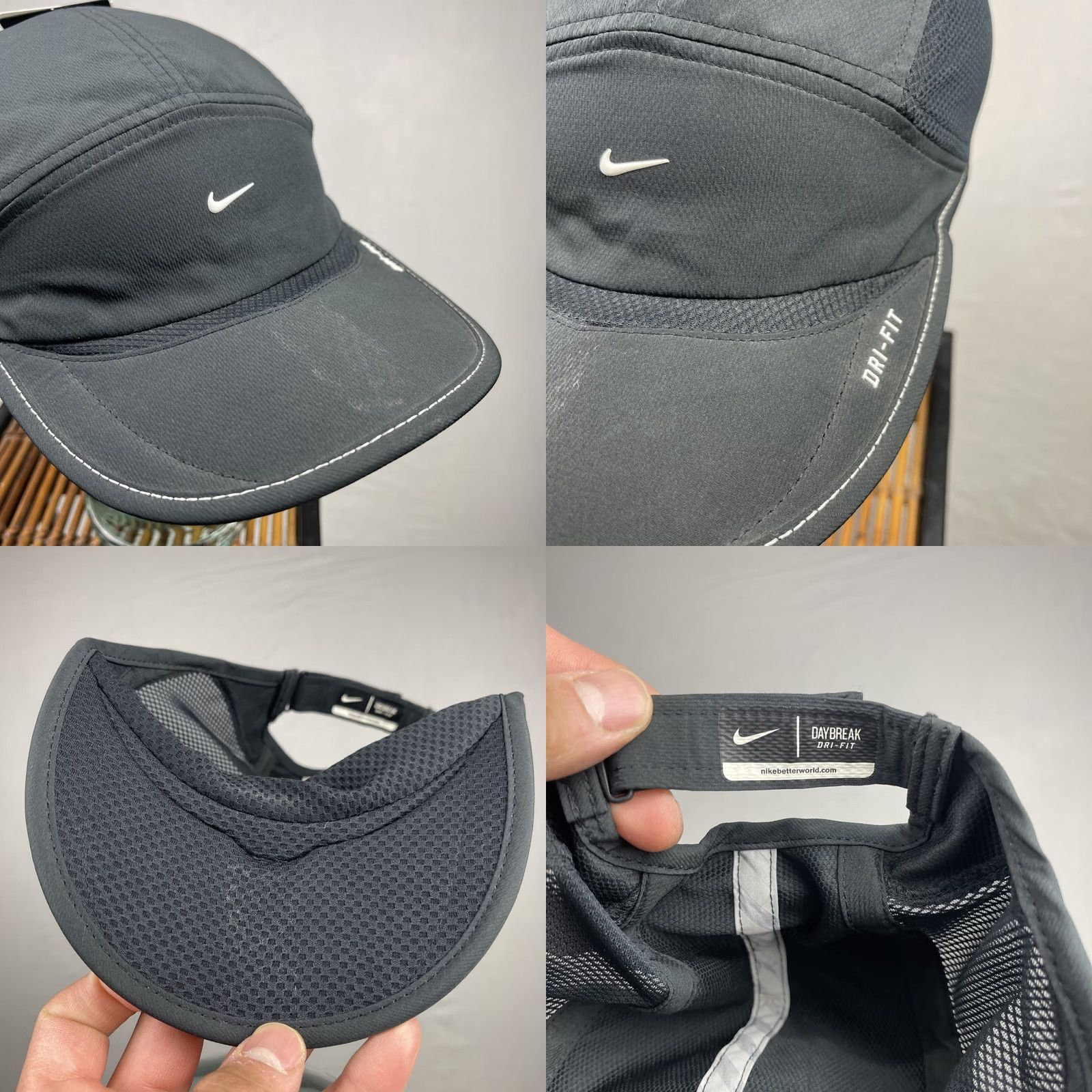 Nike Nike Daybreak Hat Cap Mens Adjustable Black 5 Panel Dri Fit Running Jogging Cap Size ONE SIZE - 9 Thumbnail