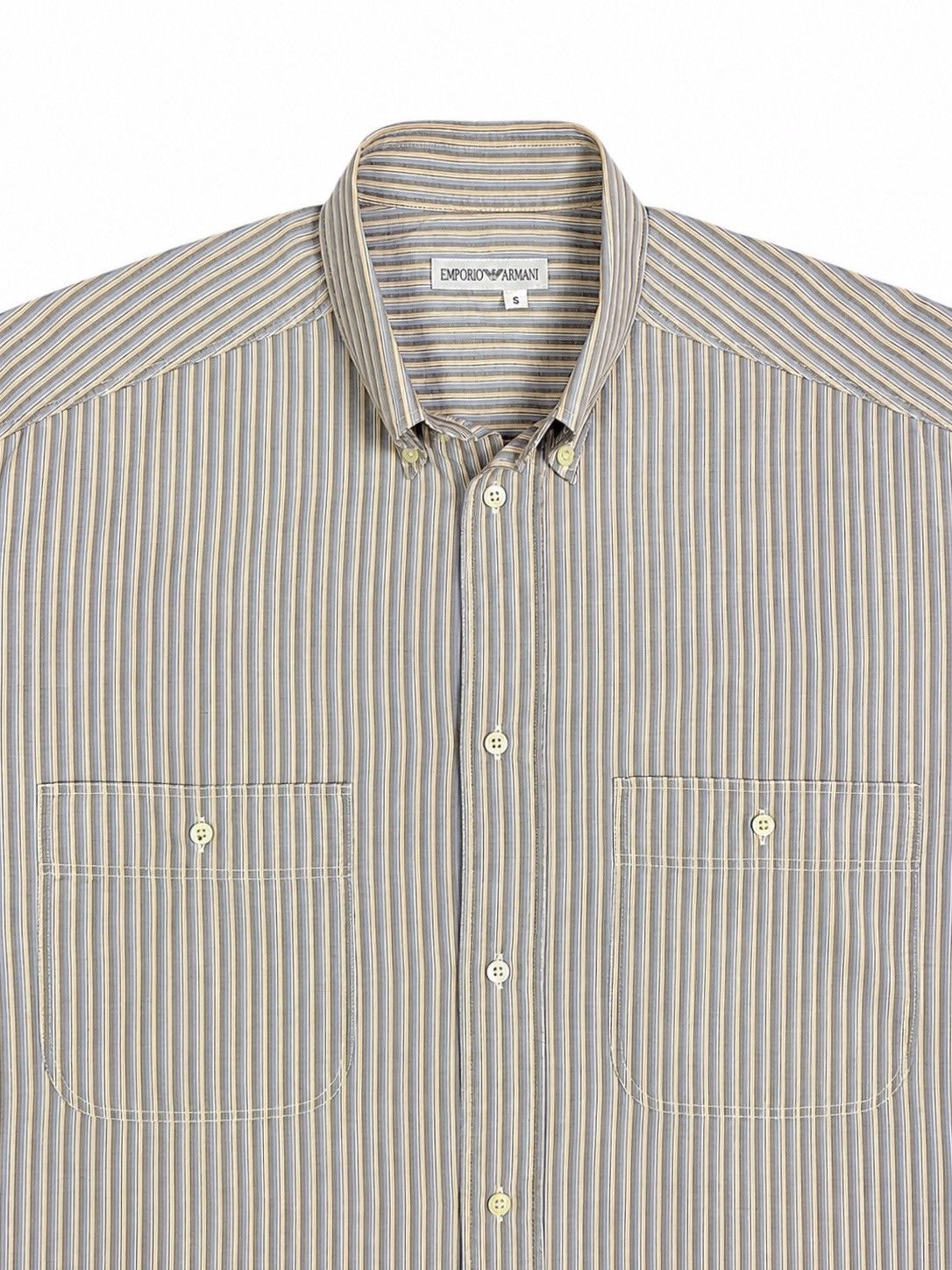Emporio Armani Emporio Armani Double Pocket Vintage Striped Shirt Size US L / EU 52-54 / 3 - 2 Thumbnail