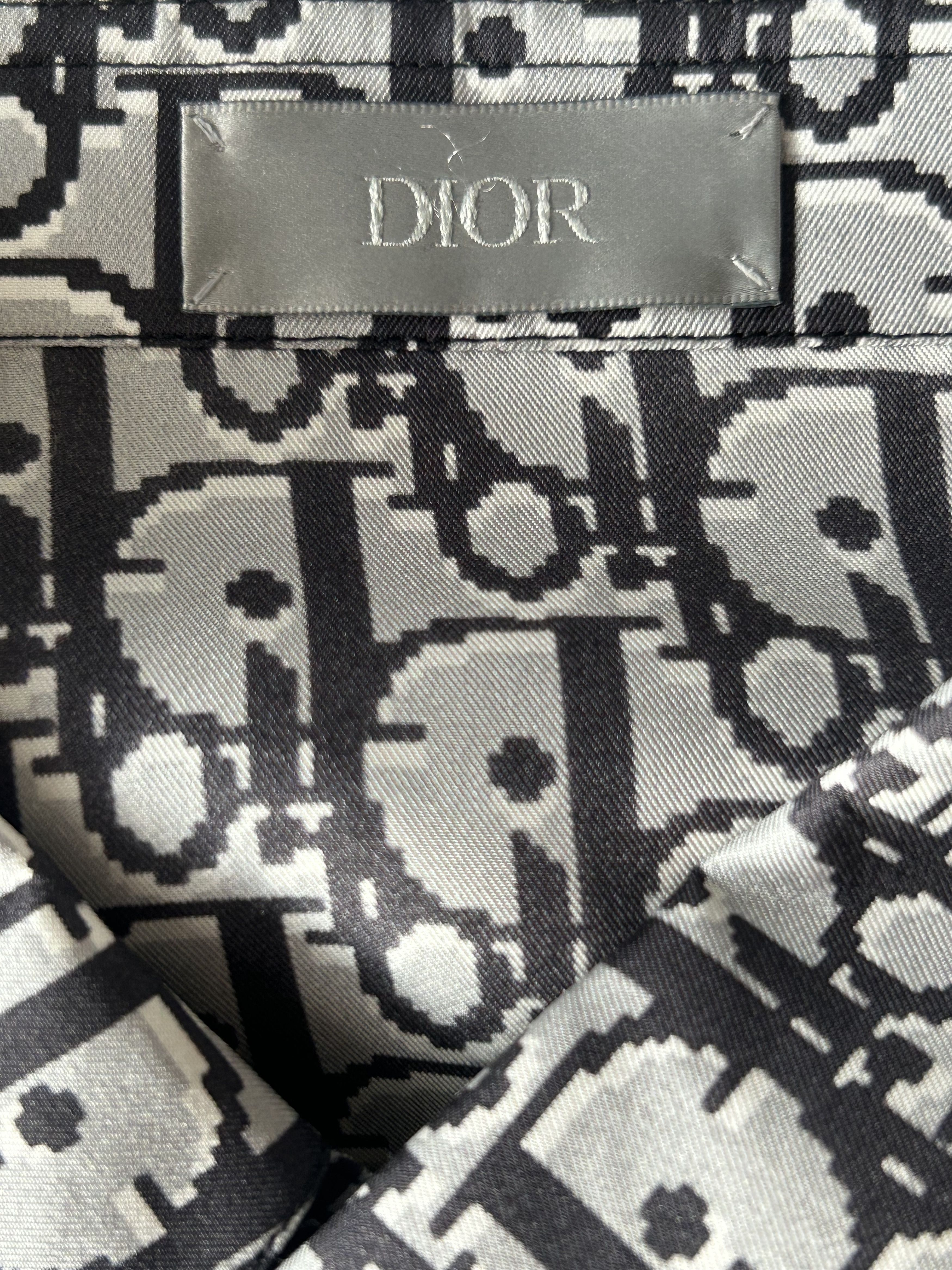 Dior Dior White & Navy Oblique Silk Button Up Shirt Size US L / EU 52-54 / 3 - 3 Thumbnail