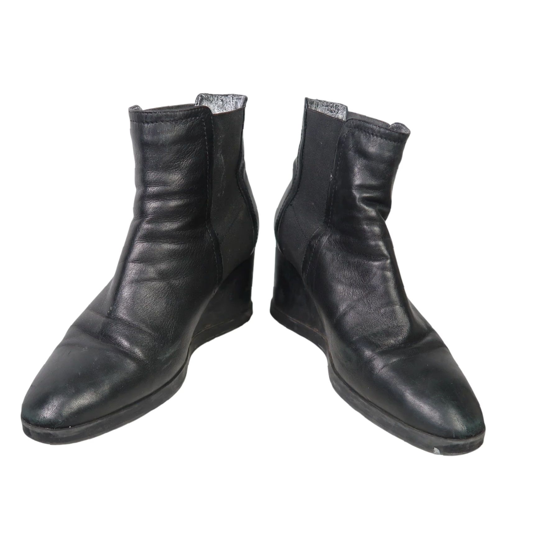 Aquatalia AQUATALIA Black Leather Wedge Heel Chelsea Ankle Boots Women 11 Boots Chelsea Wedge Black Leather Aquatalia Women 11 Size US 11 / IT 41 - 3 Thumbnail