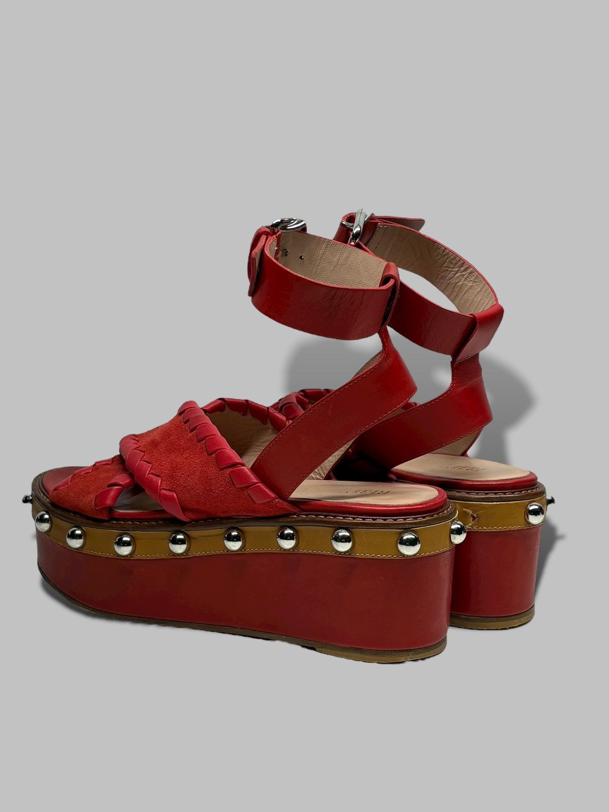 RED Valentino Red Valentino Studded Platform Sandals Hot Red 800$ RRP Size US 8 / IT 38 - 6 Thumbnail
