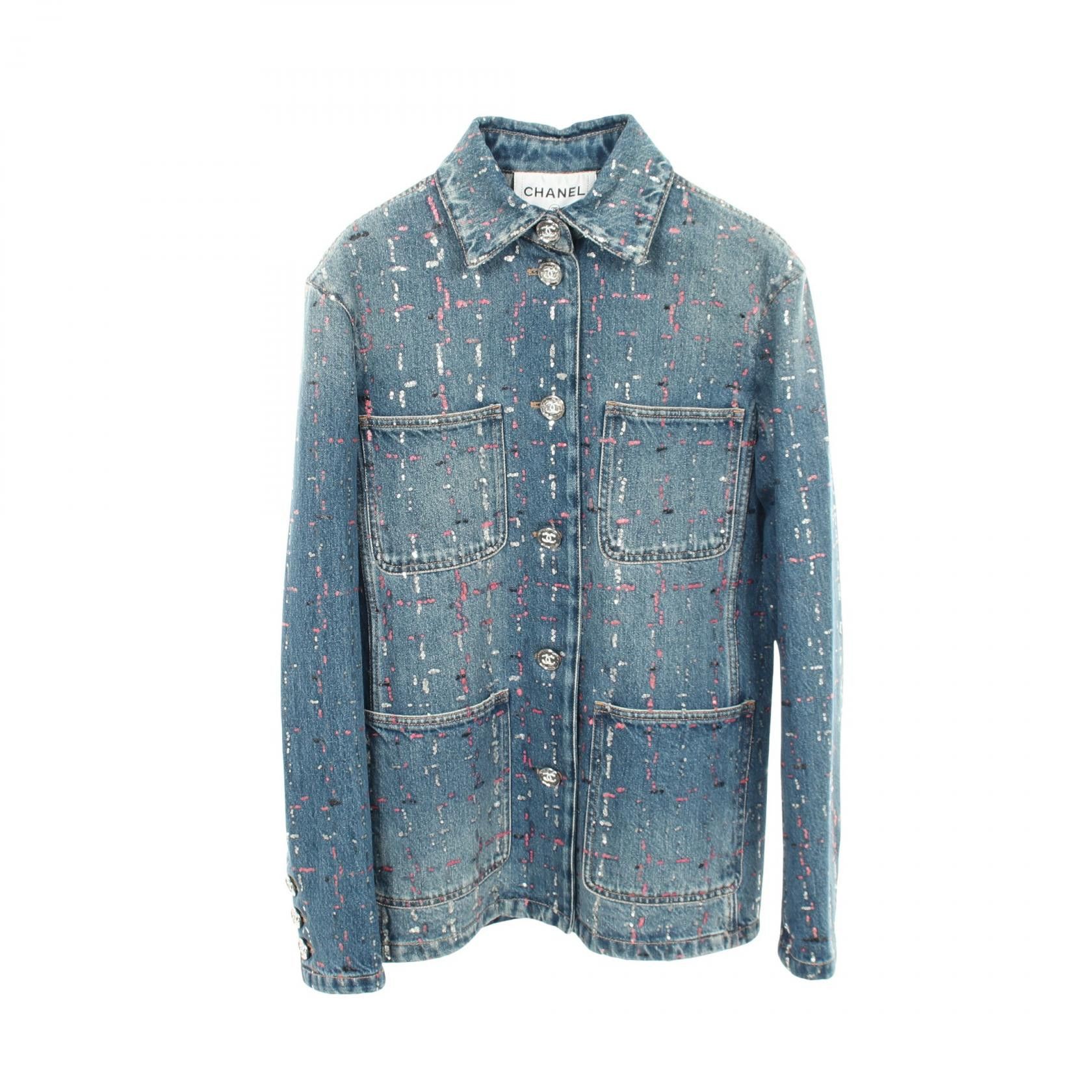Chanel Chanel Chanel Coco Mark Button Sequin Cotton Jacket Textile Outerwear P75259V66855 DUTY FREE for USA Size ONE SIZE - 1 Thumbnail