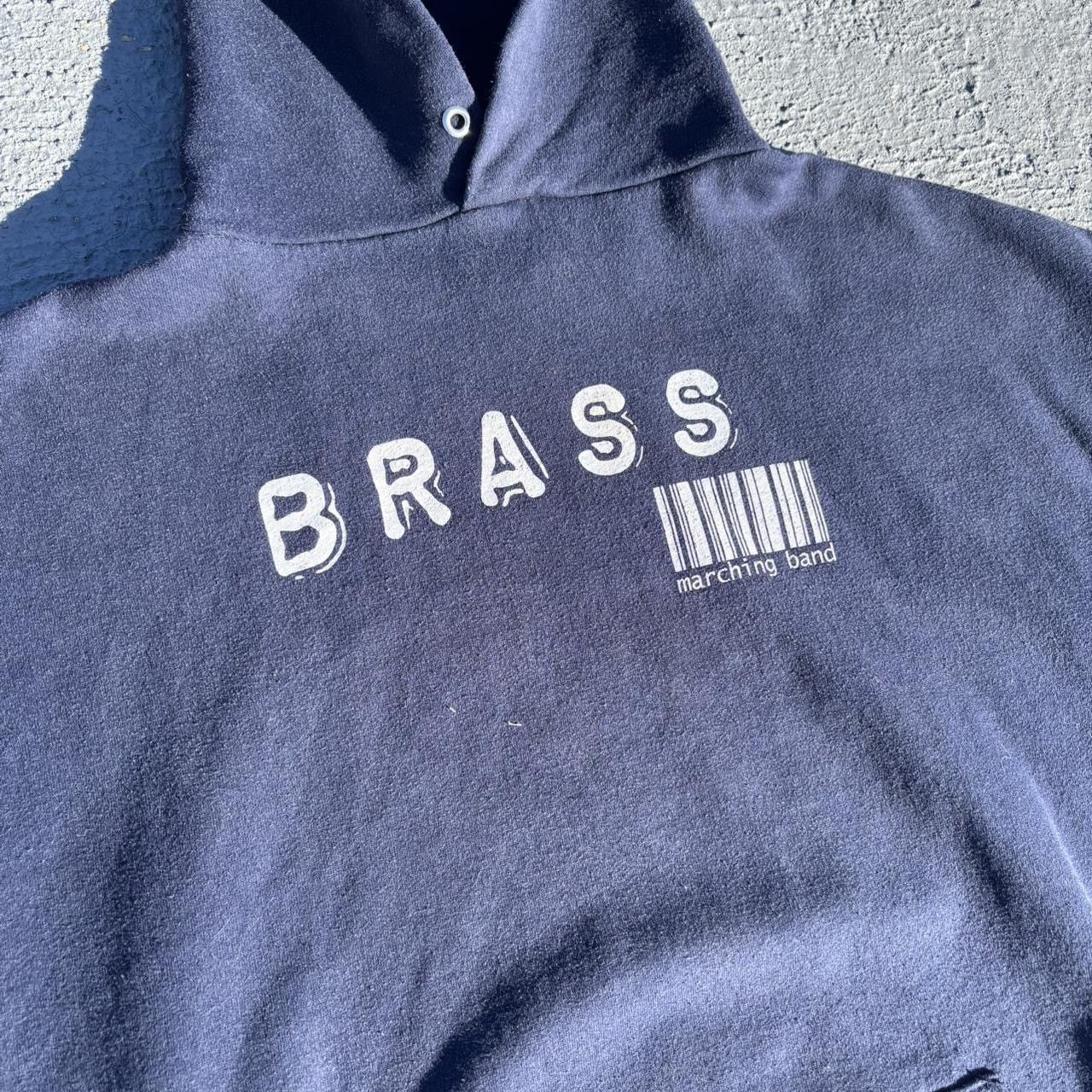 Jerzees 2000s Brass Marching Band Barcode Navy Blue Pullover Hoodie Size US XL / EU 56 / 4 - 2 Thumbnail