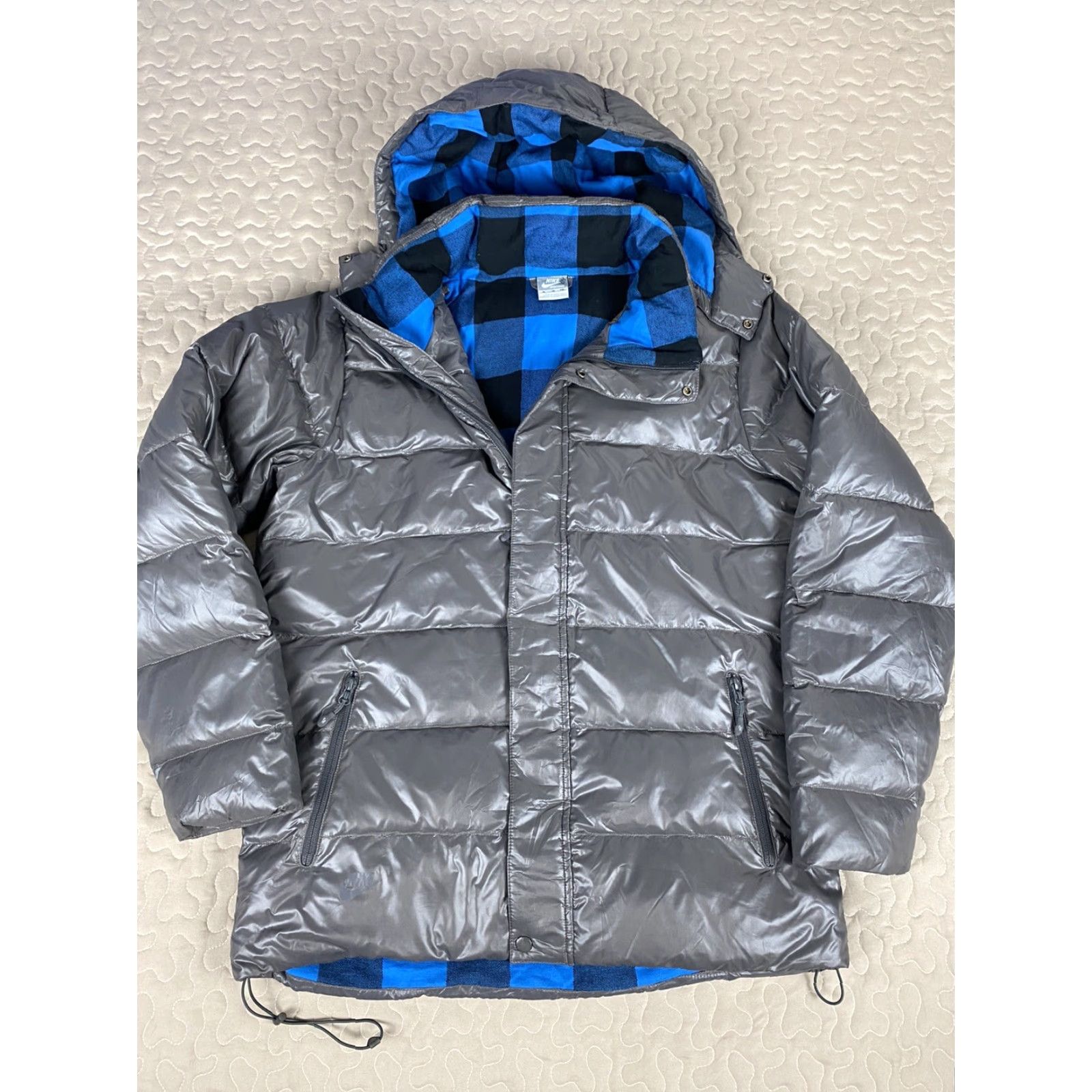 Nike Nike Air Goose Down Feather Coat Plaid Lined Mens XL Gray Size US XL / EU 56 / 4 - 2 Thumbnail