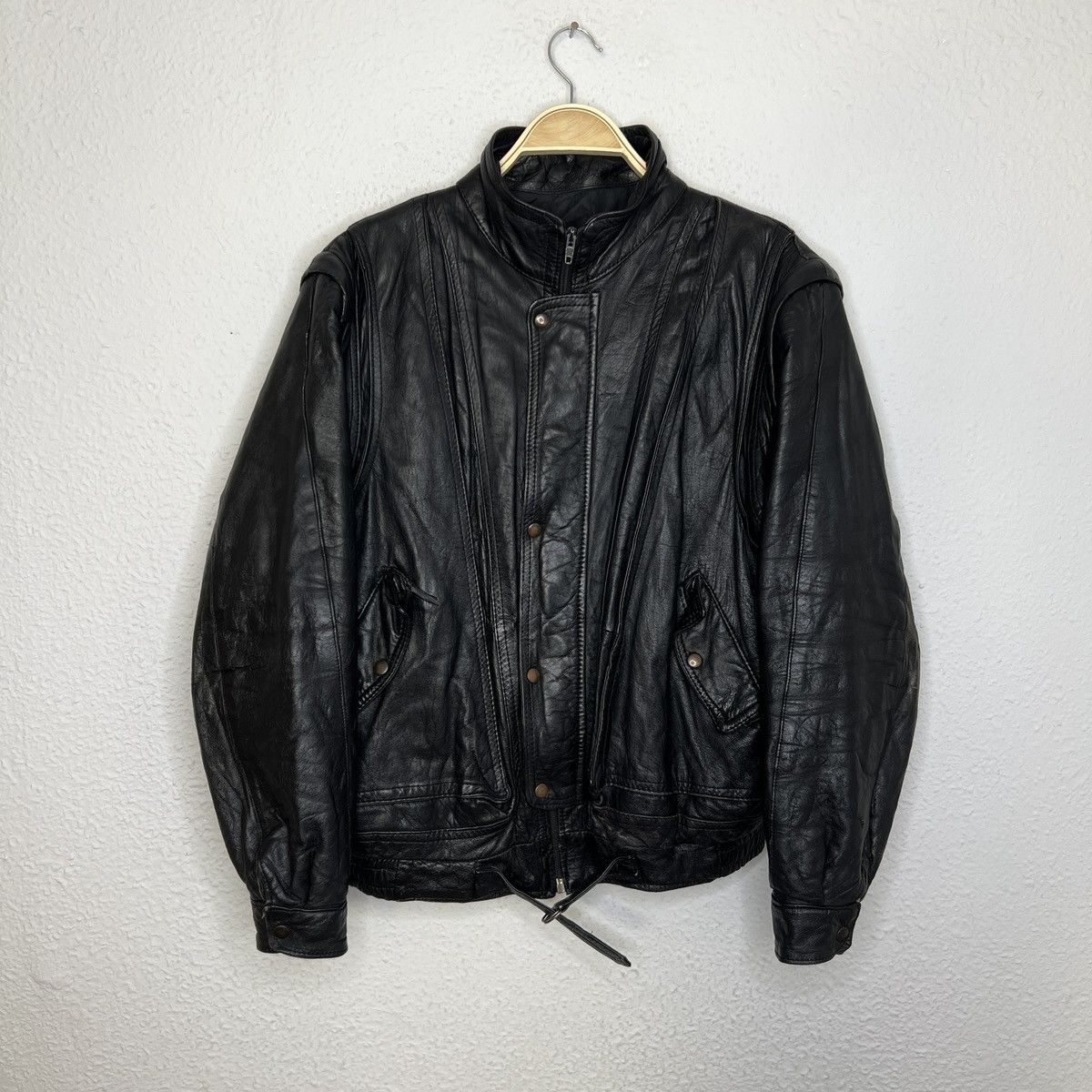 Vera Pelle × Vintage Vintage Leather Jacket Biker Ramones Black Genuine Trucker Size US M / EU 48-50 / 2 - 1 Thumbnail