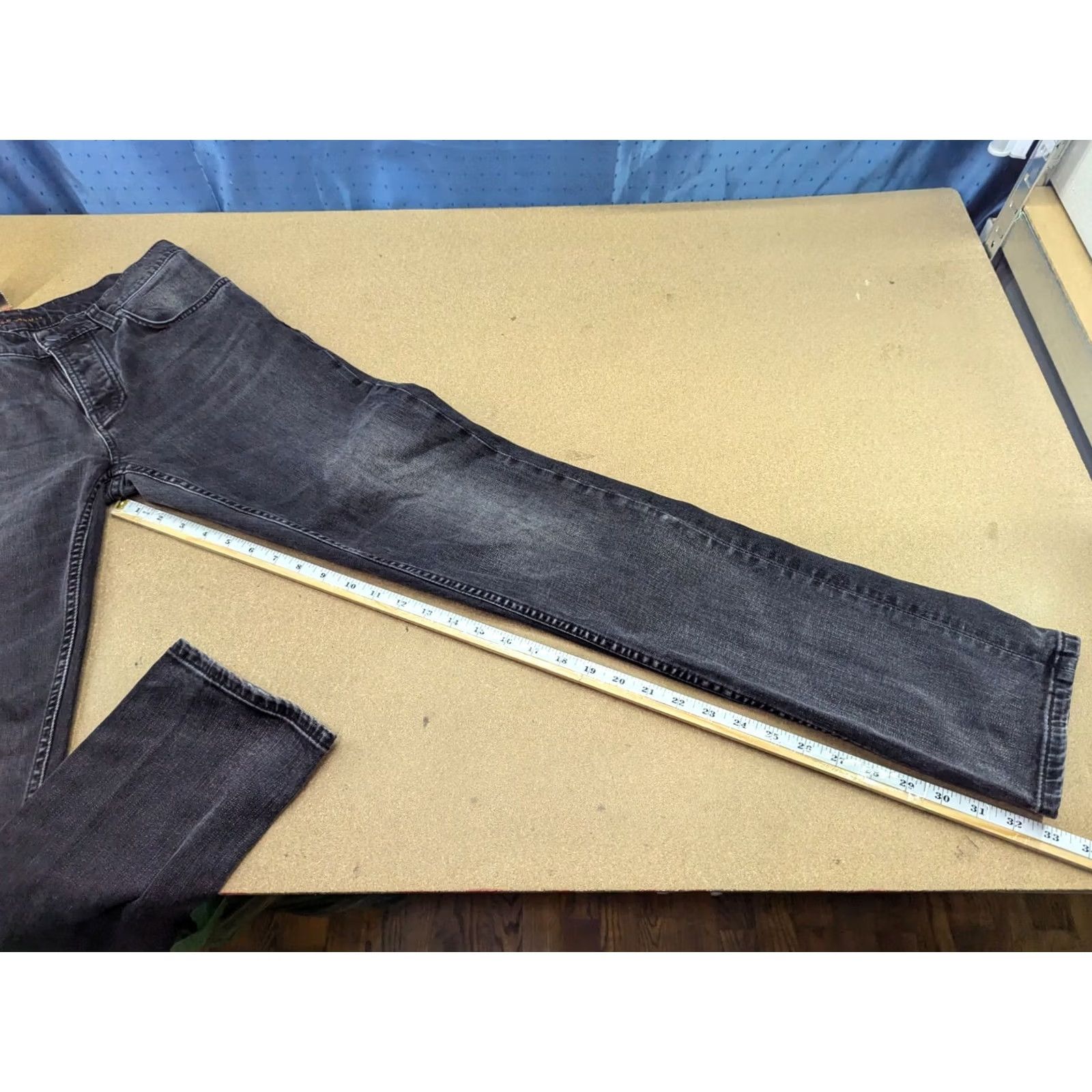 Nudie Jeans Nudie Jeans Grim Tim Mens 31x33 Denim Low Rise Gray Button Fly Jeans Mens Regular Size 31 Gray Denim Straight Pockets VINTAGE No Size US 31 - 4 Thumbnail