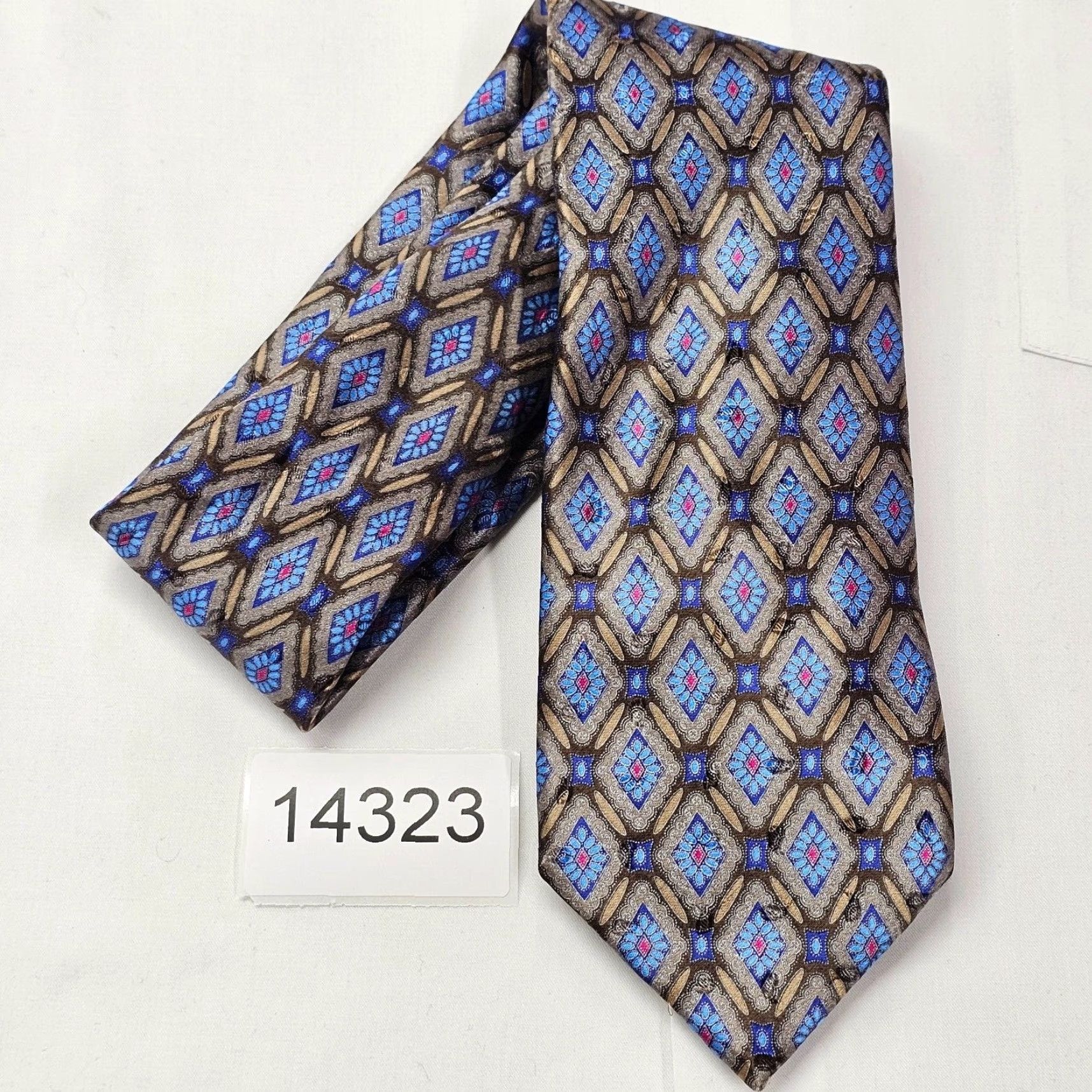 Ermenegildo Zegna ERMEENEGILDO ZEGNA Luxury Tie Men's Long 62" Silk Blue Geometric Designer Preppy Mens Size ONE SIZE - 8 Thumbnail