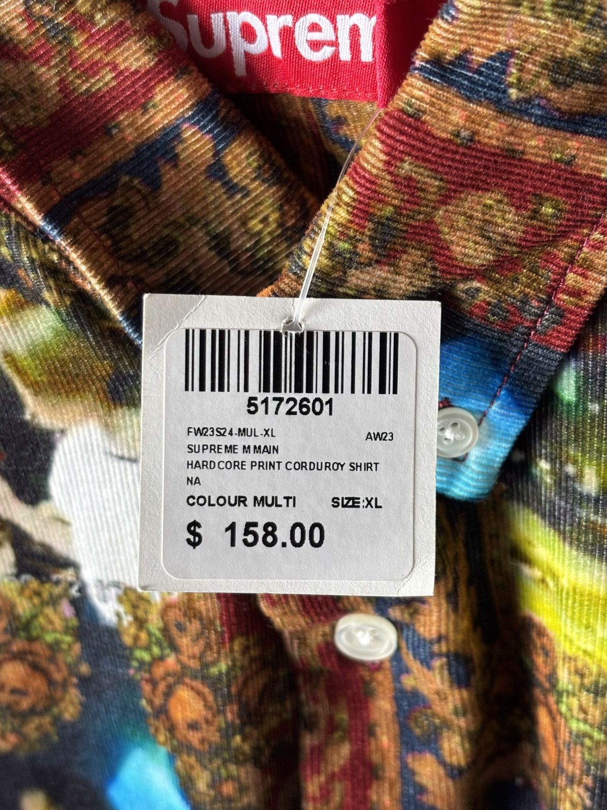 Supreme Mark Leckey Hardcore Printed Corduroy Shirt XLarge