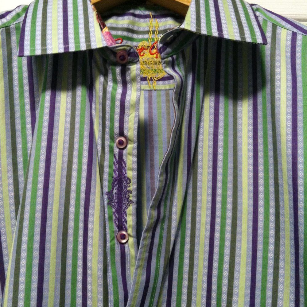 Robert Graham ROBERT GRAHAM MENS NEW MULTICOLOR 100%COTTON CASUAL SHIRT L Size US L / EU 52-54 / 3 - 7 Thumbnail