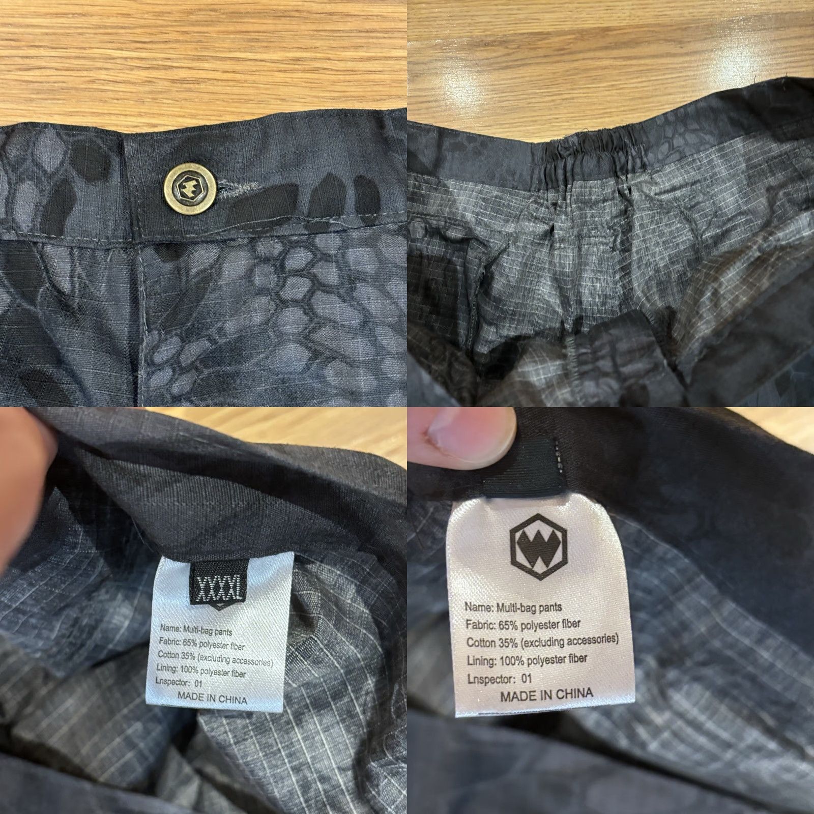 Low Brand W Brand Cargo Tactical Pants Men’s XXXL Dark Gray Pockets Zipper Button Inseam 32in Regular Cargo Pattern Camouflage Army Hip Hop Sports Military Size US 39 - 8 Thumbnail