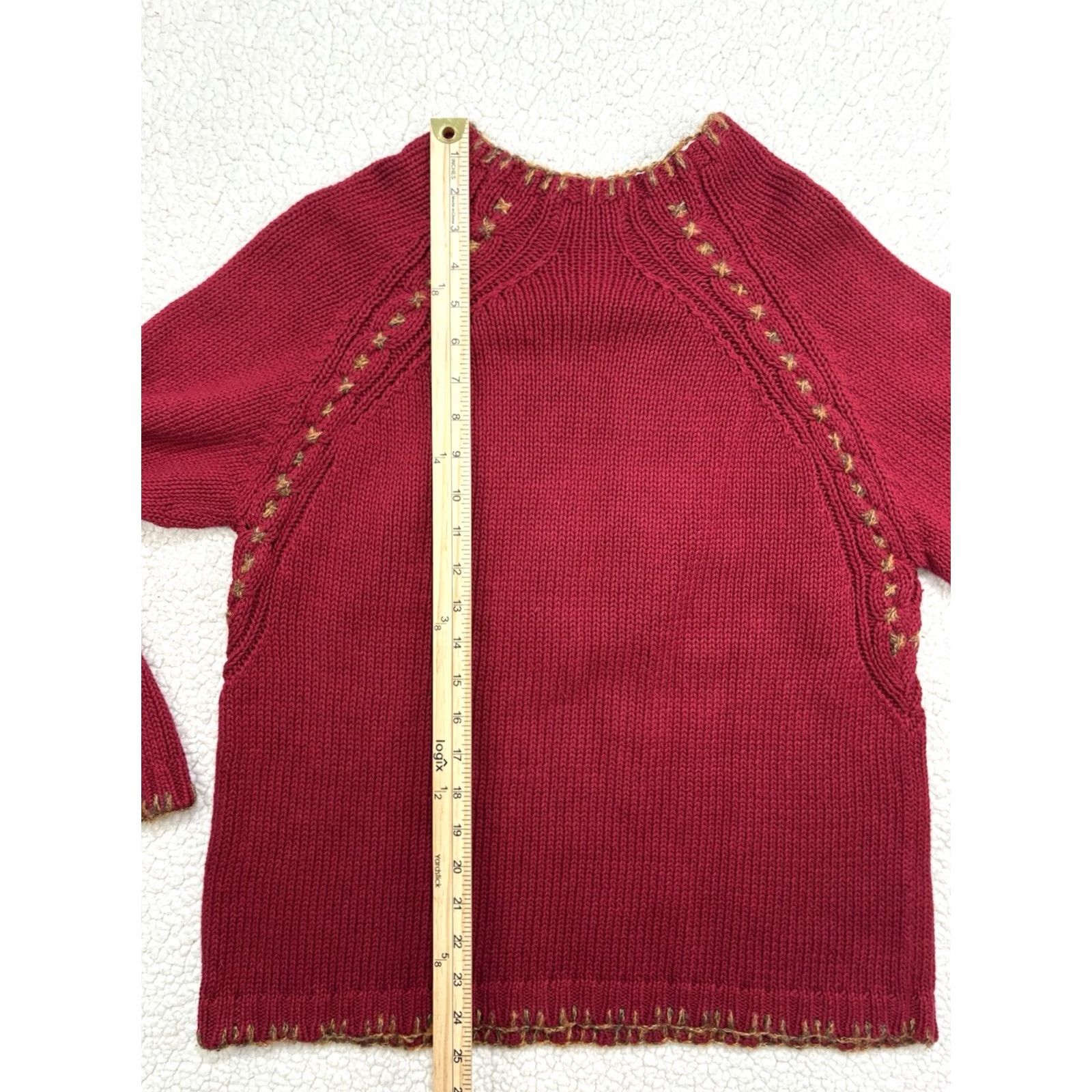 Coldwater Creek VINTAGE Coldwater Creek Red Wool Christmas Sweater Sz M Embroidered Pinecone 1990s MensWomens Size M / US 6-8 / IT 42-44 - 5 Thumbnail