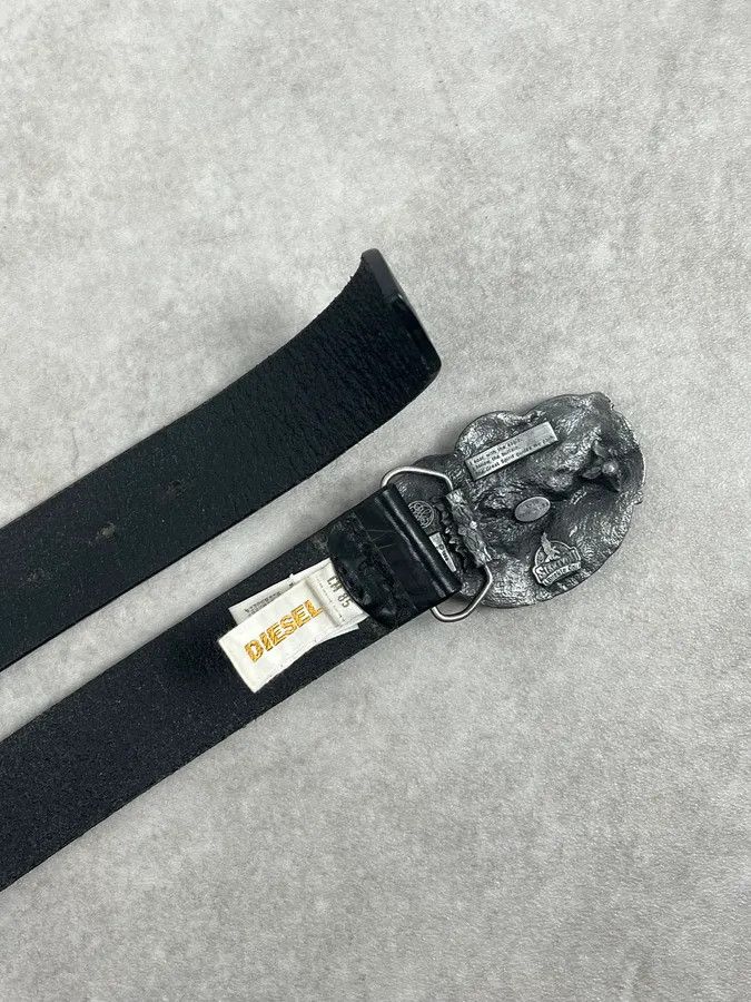 Diesel Diesel Black Leather Farm Avant-Garde Buckle Belt Size ONE SIZE - 5 Thumbnail