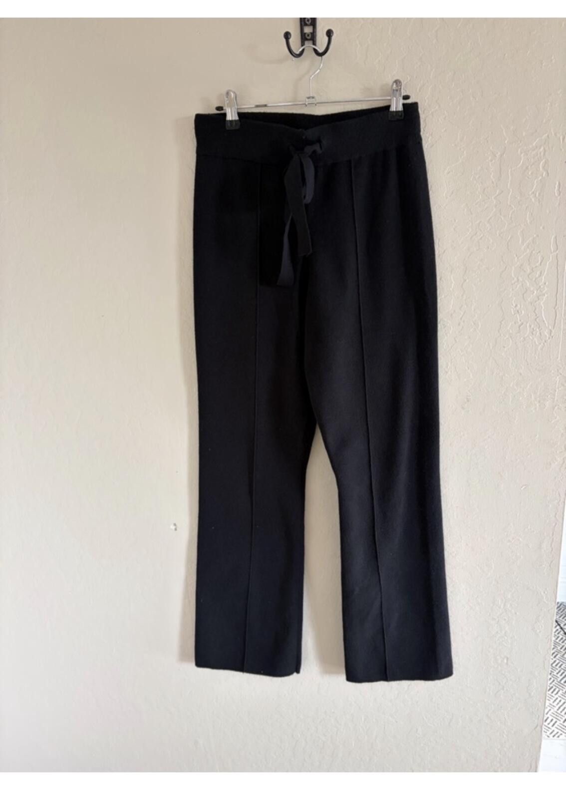 Other Lark + Grey Black Tie-Waist Straight-Leg Trousers Size 28" / US 6 / IT 42 - 1 Thumbnail