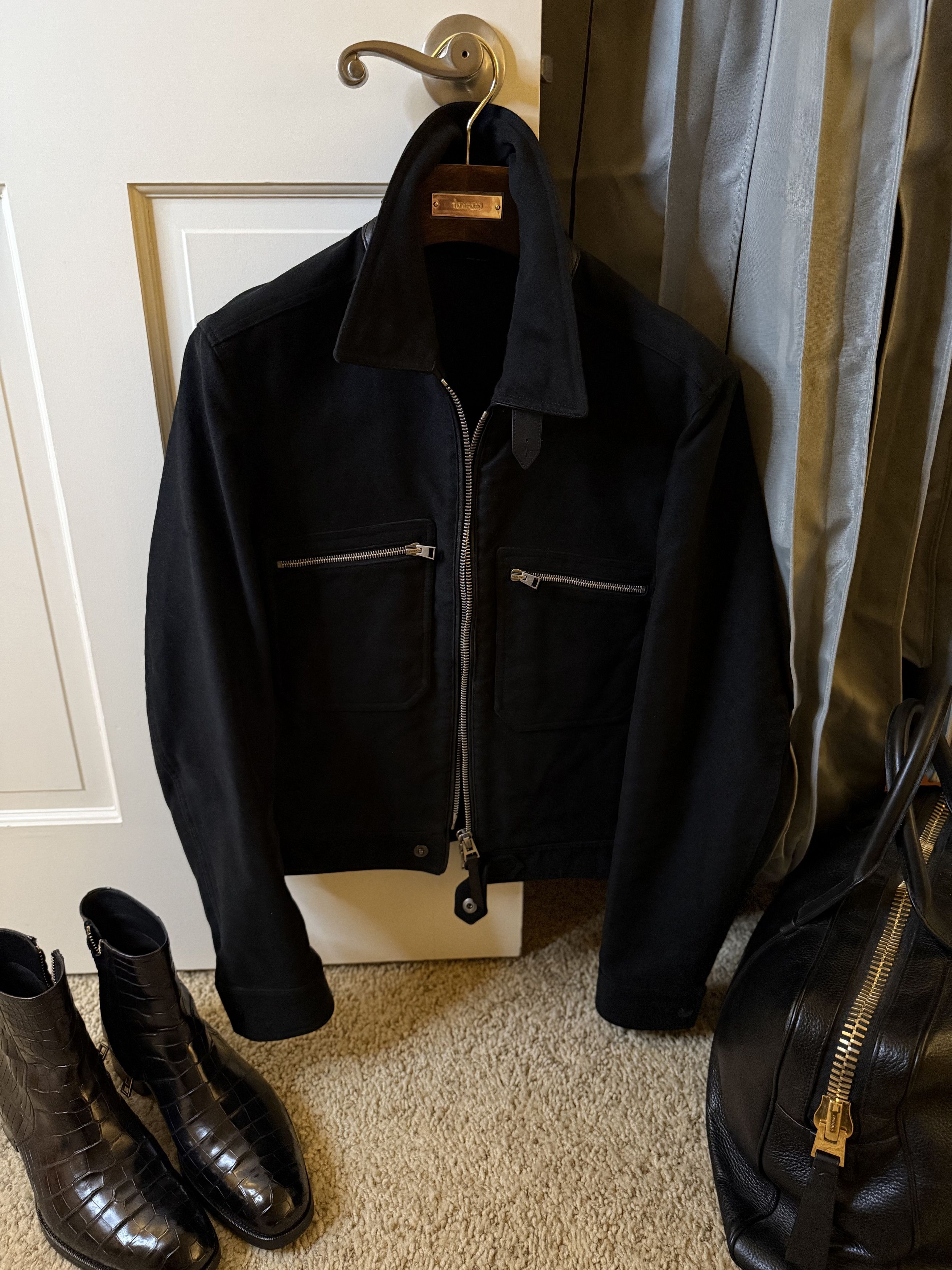 Tom Ford Coveted Ultra-Rare $4,100 w/tax Moleskin Leather Accents Size US M / EU 48-50 / 2 - 18 Thumbnail