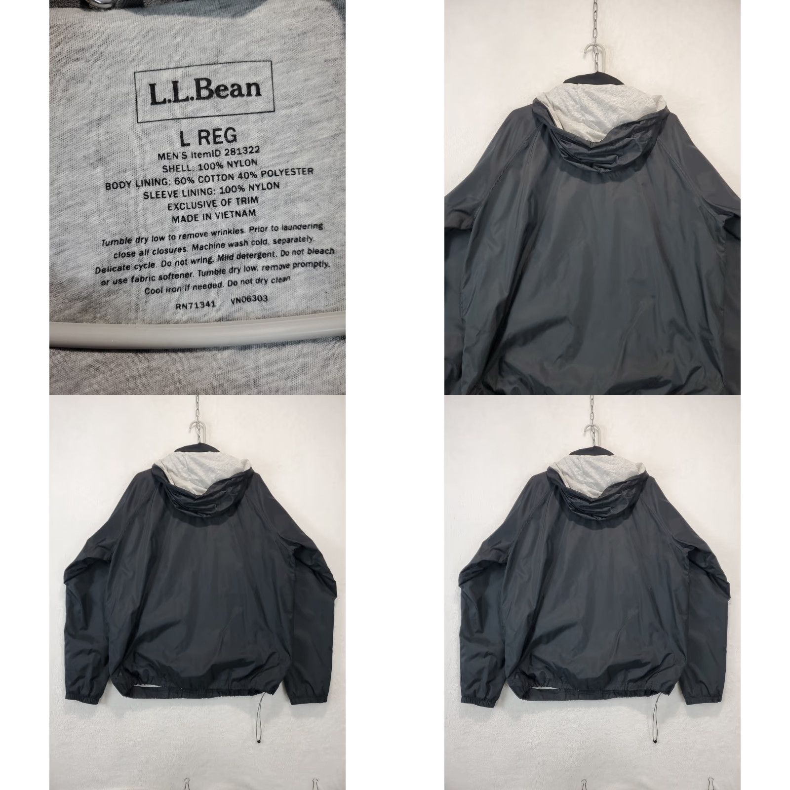 Vintage L.L. Bean Jacket Men Size L Regular Black Hooded Lightweight Nylon Windbreaker Mens Size US L / EU 52-54 / 3 - 9 Thumbnail