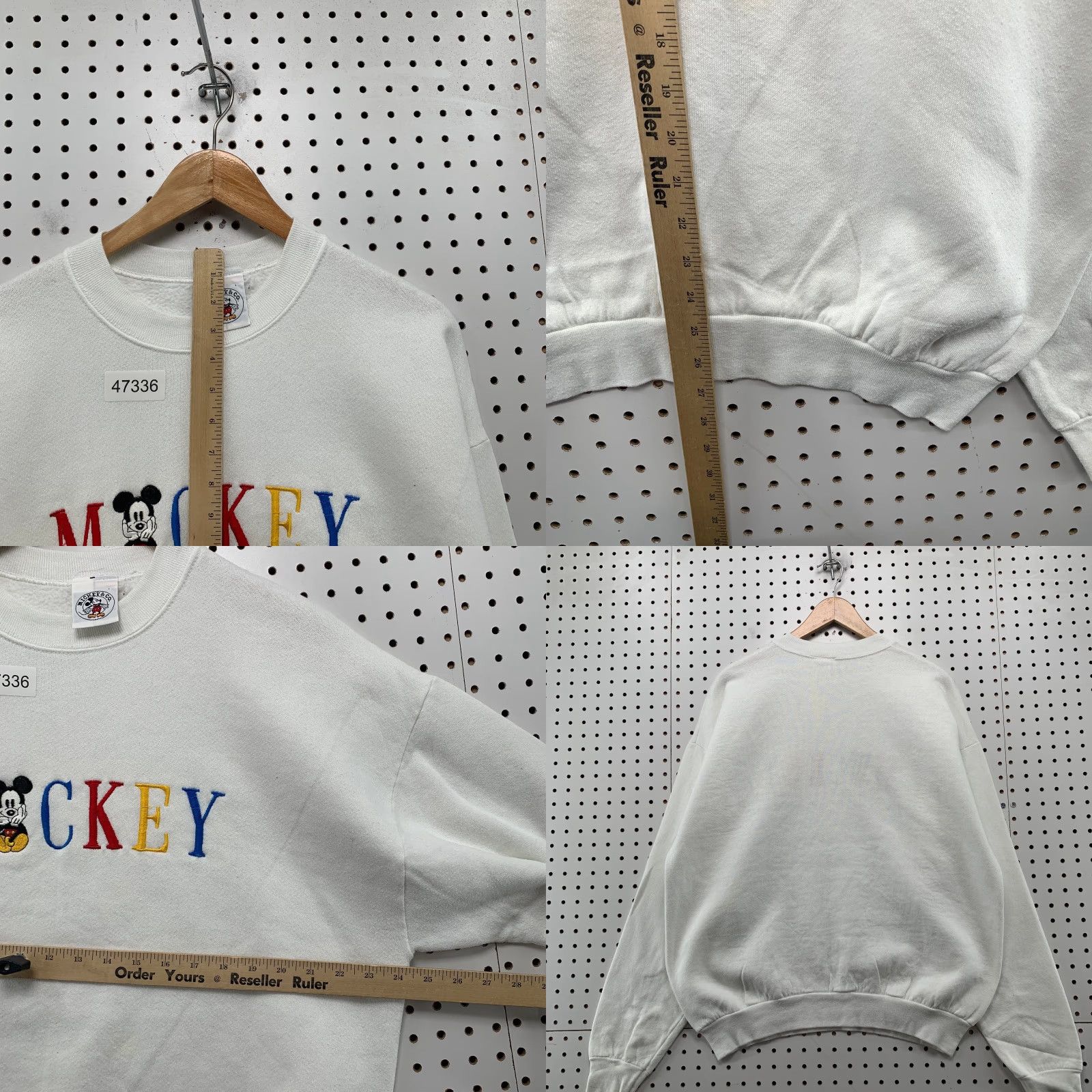 Disney VINTAGE Disney Mickey Co Sweatshirt Mens XL White Fleece Embroidered USA Size US XL / EU 56 / 4 - 9 Thumbnail