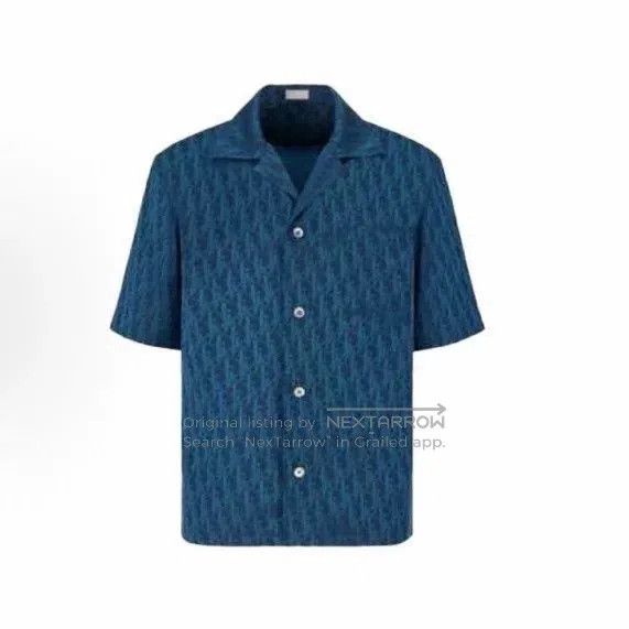 Dior Dior Silk Deep Blue Monogram Short Sleeve Shirt. Size US M / EU 48-50 / 2 - 1 Thumbnail