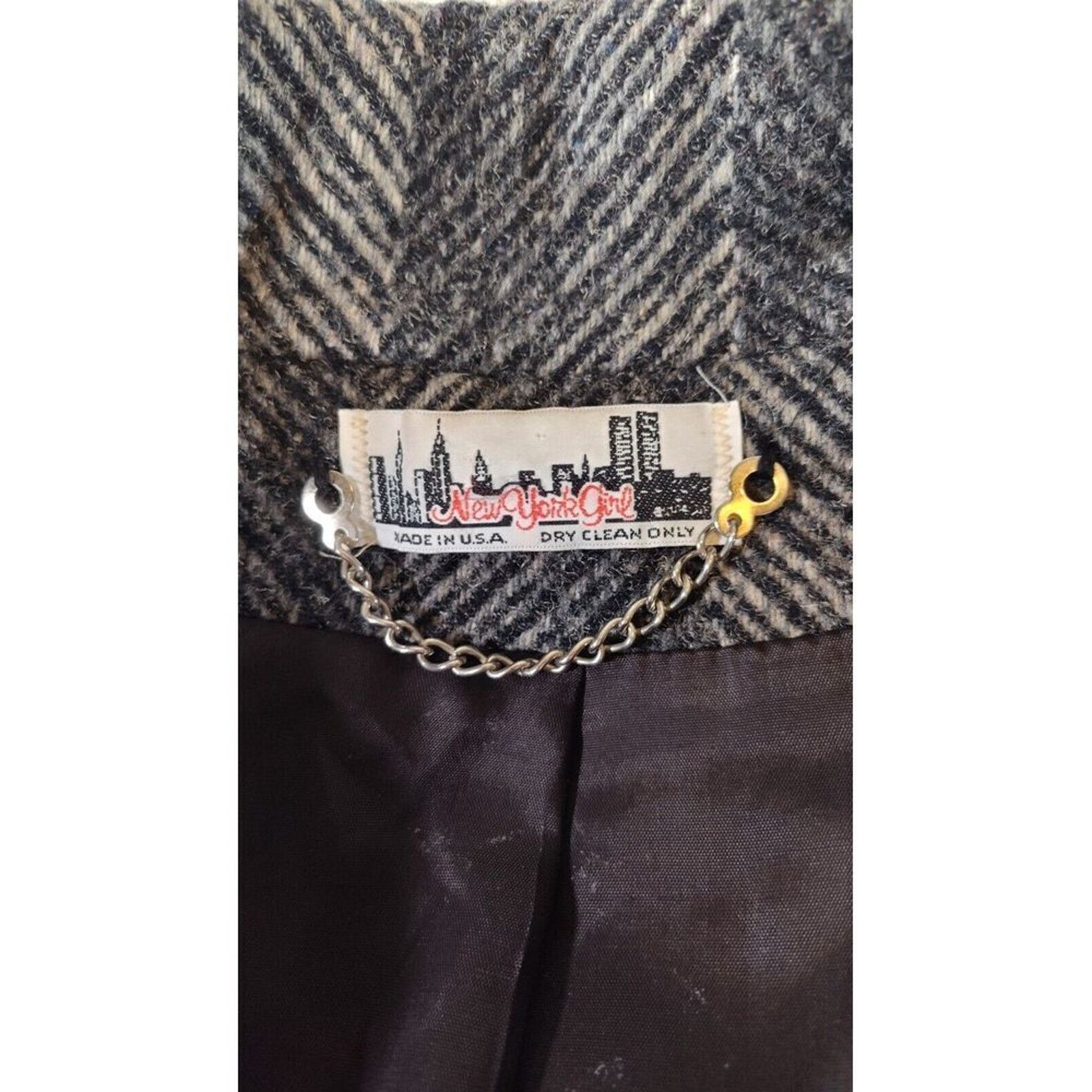 & Other Stories VTG NY Girl Union USA Gray Herringbone Wool Blend Jacket 10 Size L / US 10 / IT 46 - 8 Thumbnail