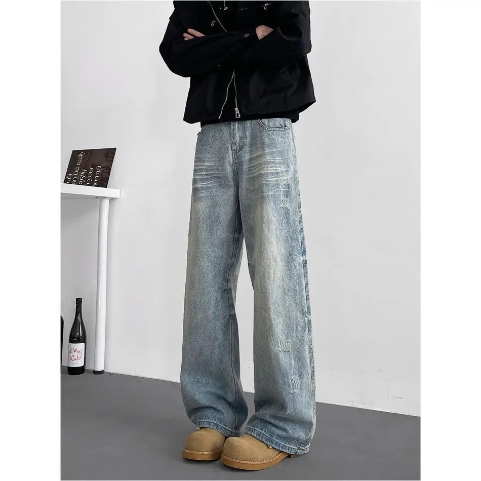 Japanese Brand × Jean Retro loose straight leg cat whisker jeans Size US 32 / EU 48 - 4 Thumbnail