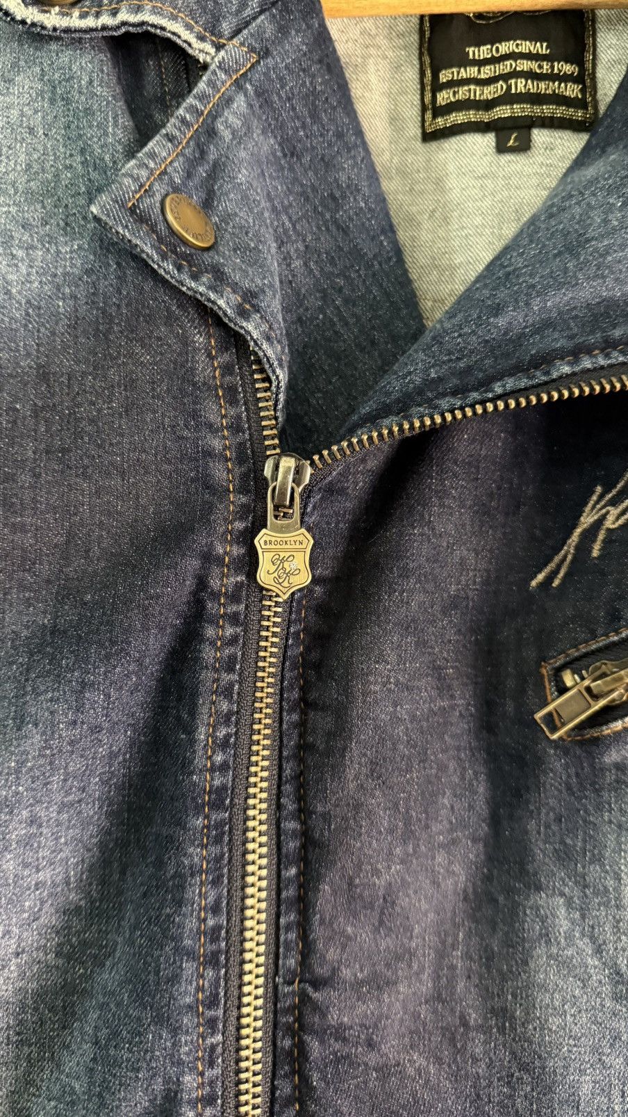 Karl Kani Karl Kani 183K1605 Jacket Denim Double Biker Jacket Indigo Size US L / EU 52-54 / 3 - 5 Thumbnail