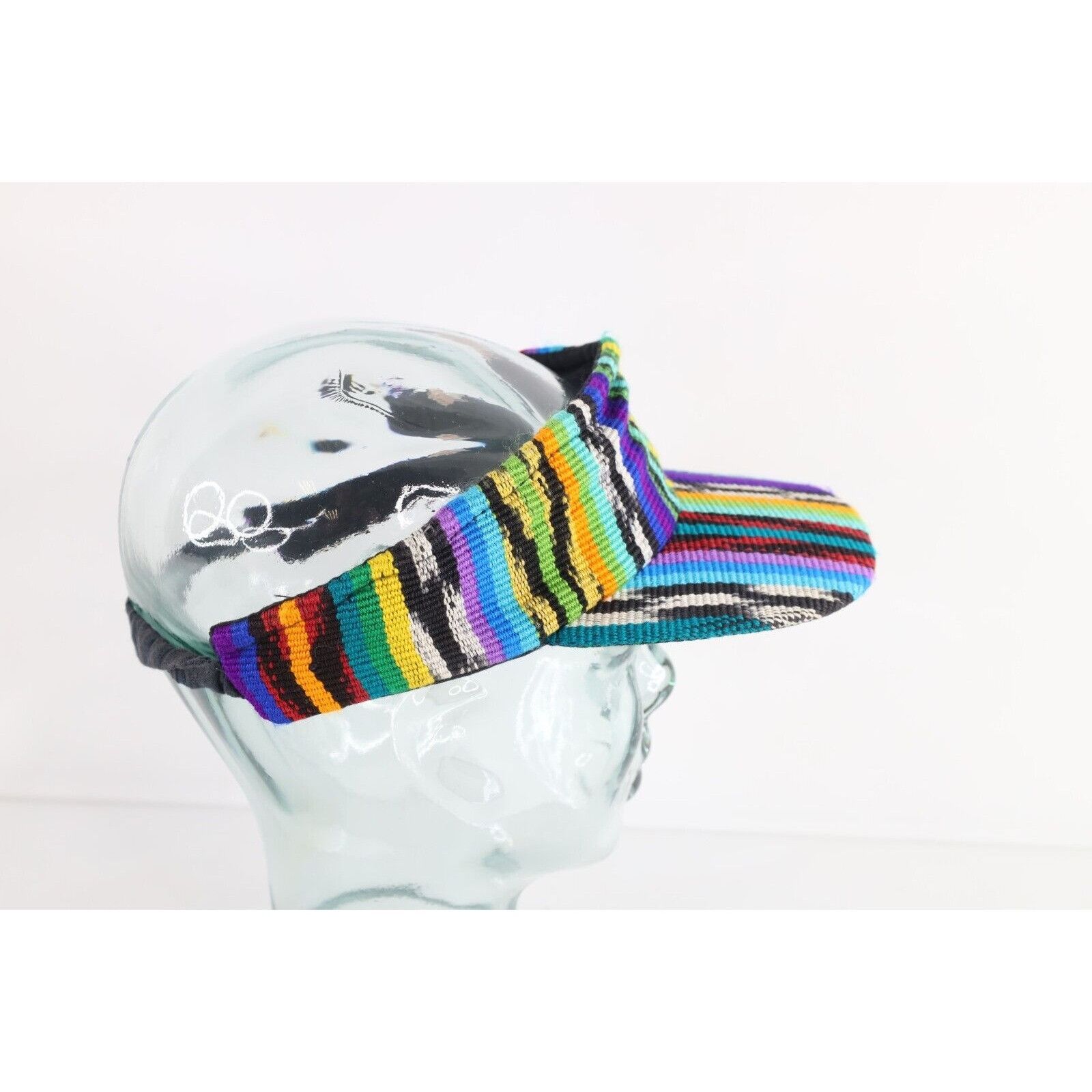 Vintage Vintage 90s Coogi Style Rainbow Striped Knit Stretch Visor Size ONE SIZE - 4 Thumbnail