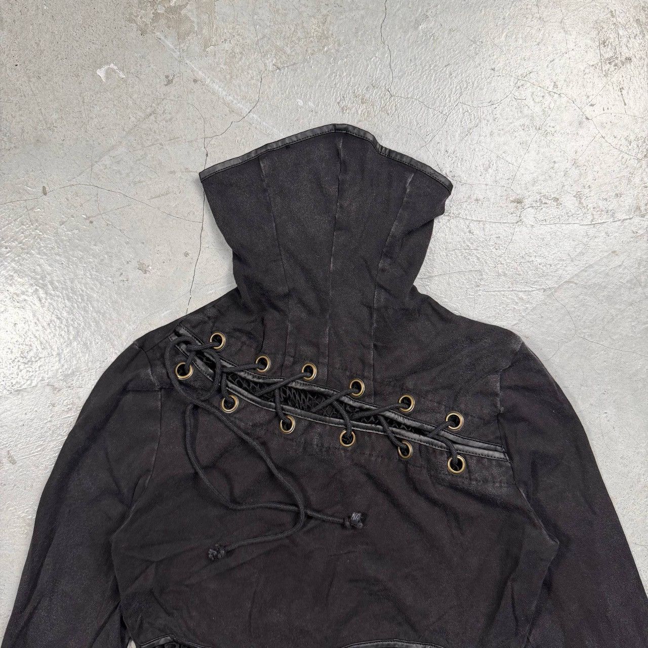 14th Addiction Punk Rave Goth Cyberpunk Mesh Cutout Hooded Top Size M / US 6-8 / IT 42-44 - 3 Thumbnail