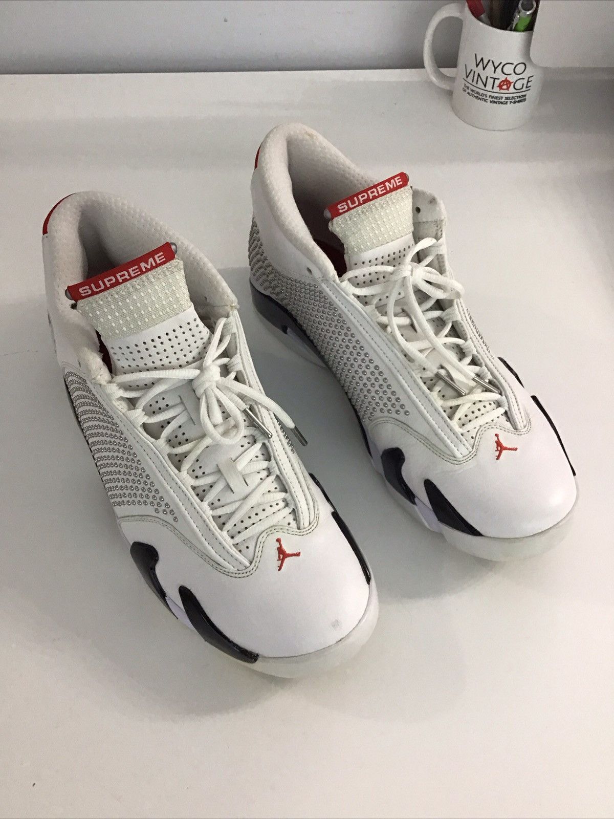 Pre-owned Jordan Nike Jordan 13 Retro Supreme White Shoes In Black/white/red
