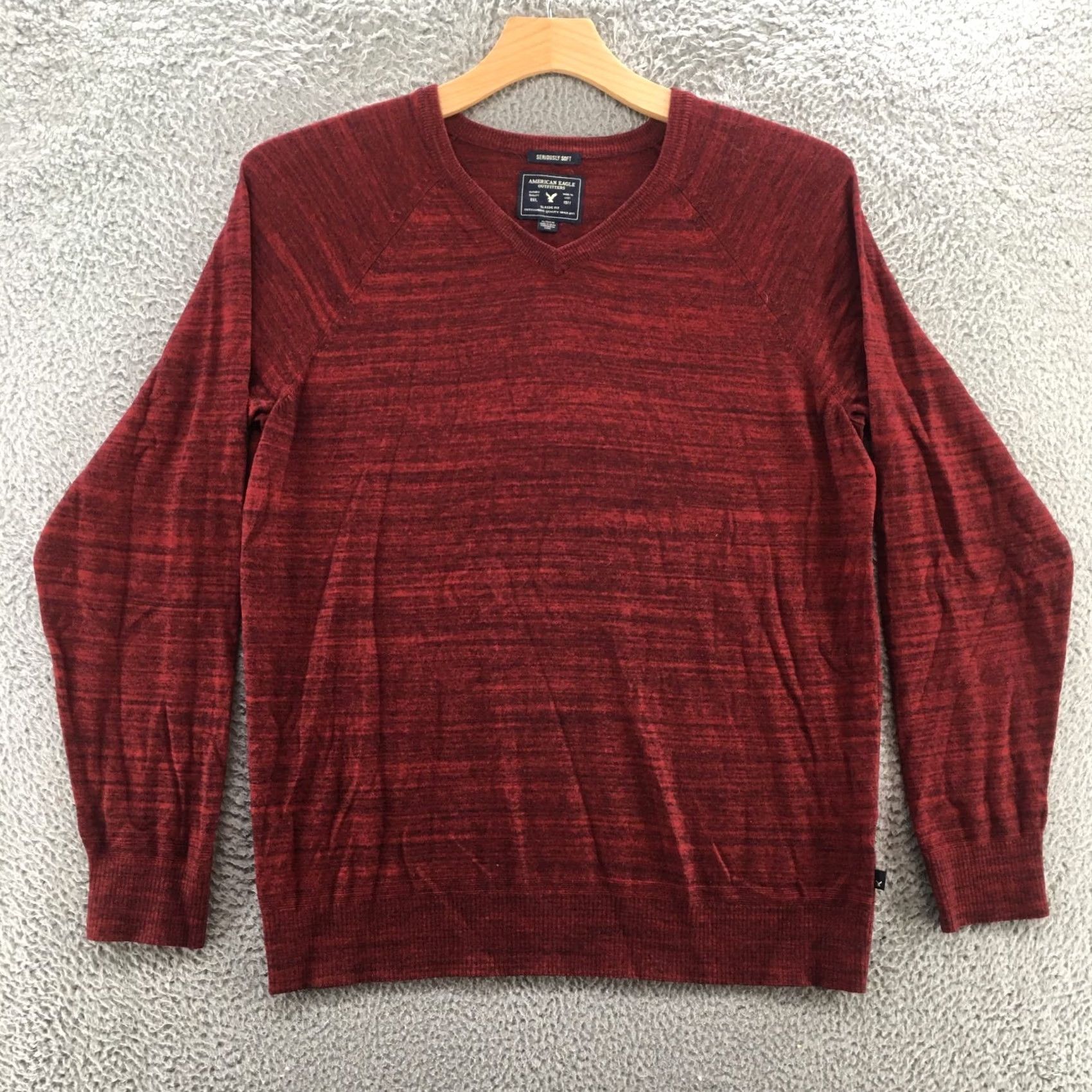 American Eagle Outfitters American Eagle Outfitters Sweater Mens XL Red Cotton Blend Long Sleeve Pullover Size US XL / EU 56 / 4 - 2 Thumbnail
