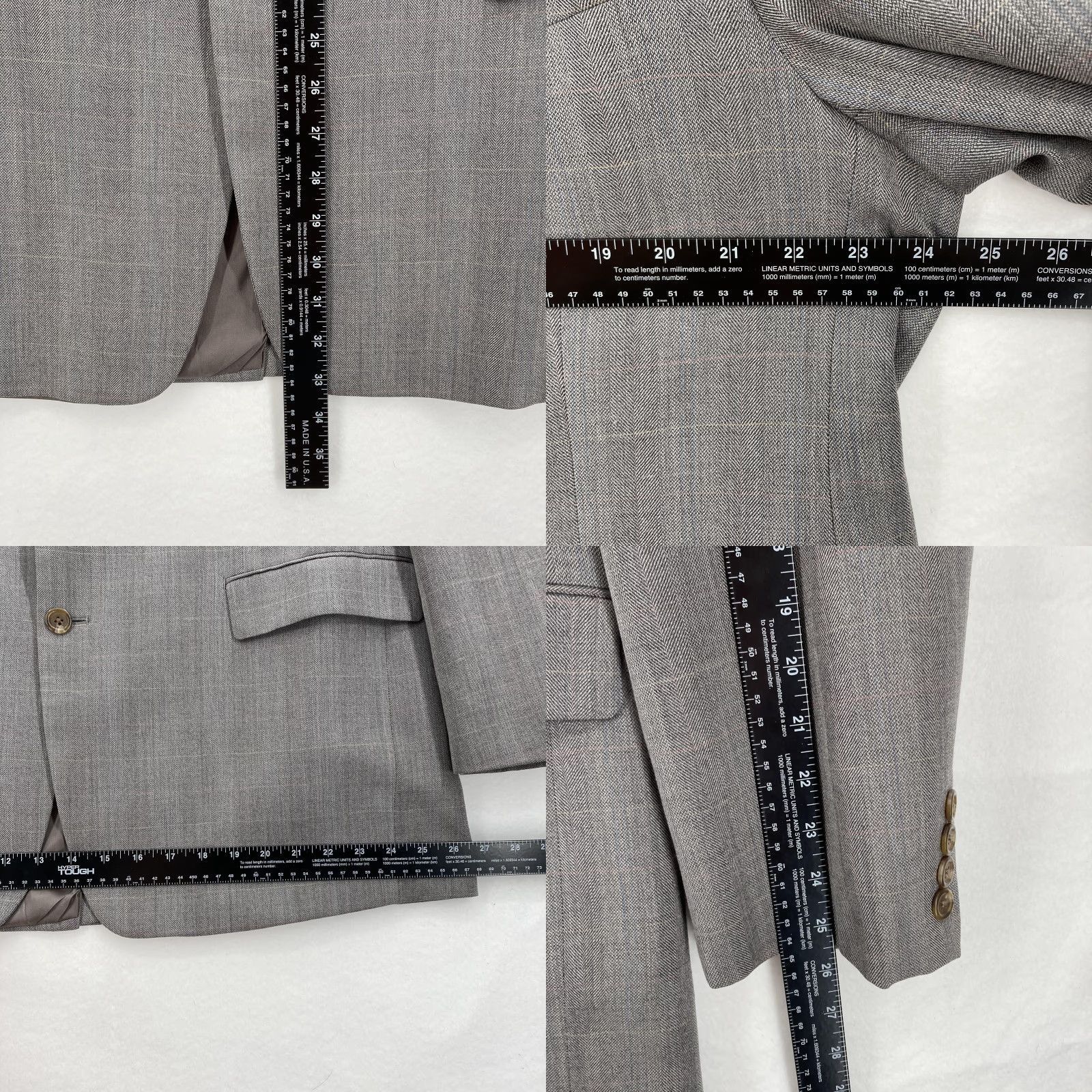 Ralph Lauren VINTAGE Lauren Ralph Lauren Blazer Mens 46L Gray Plaid Wool Two-Button LRL Sport Coat Dressy Formal Wedding Biz Mens Size 46R - 8 Thumbnail
