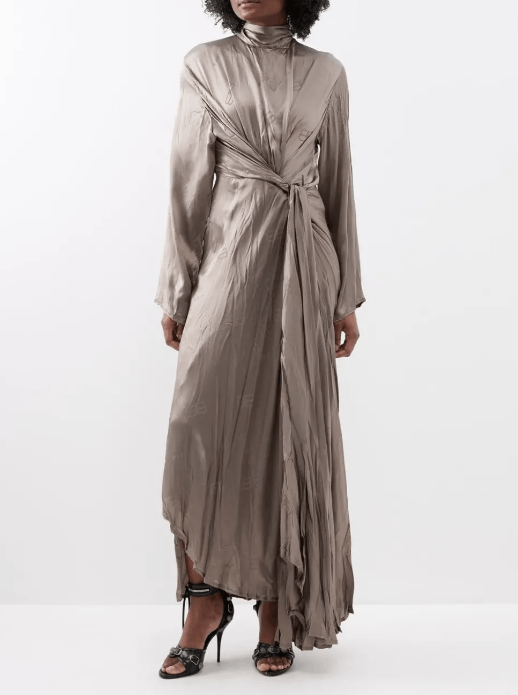 image of Balenciaga Front Drape Dress in Camel, Women's (Size XS)