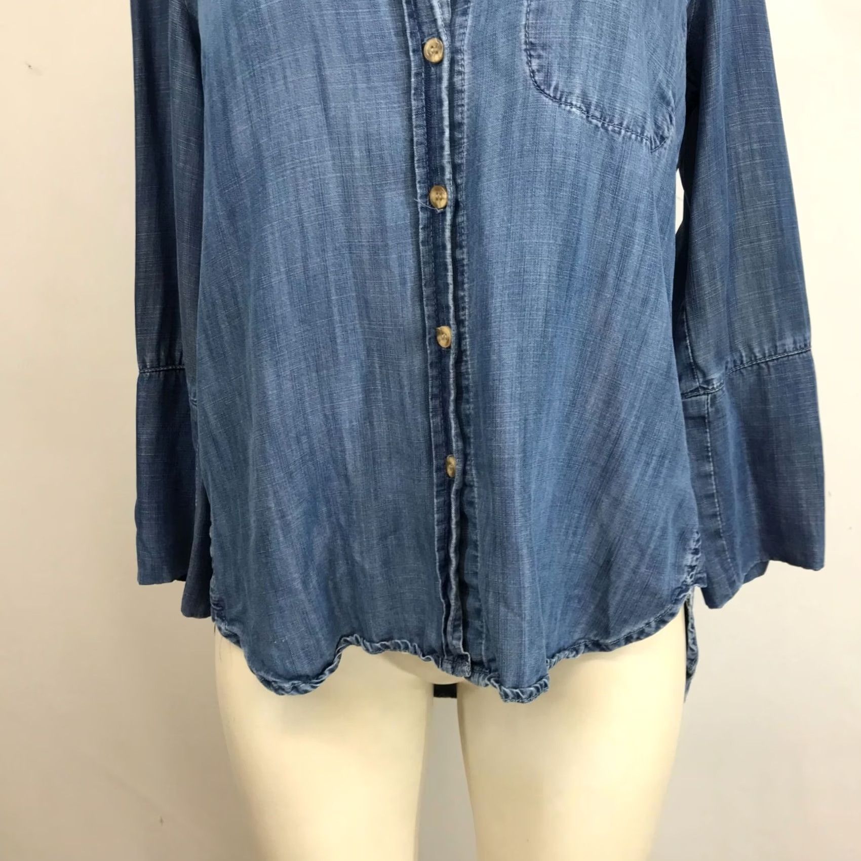 Denime Cloth & Stone Women's Small Blue Long Sleeve Button Up Denim Shirt Size S / US 4 / IT 40 - 3 Thumbnail