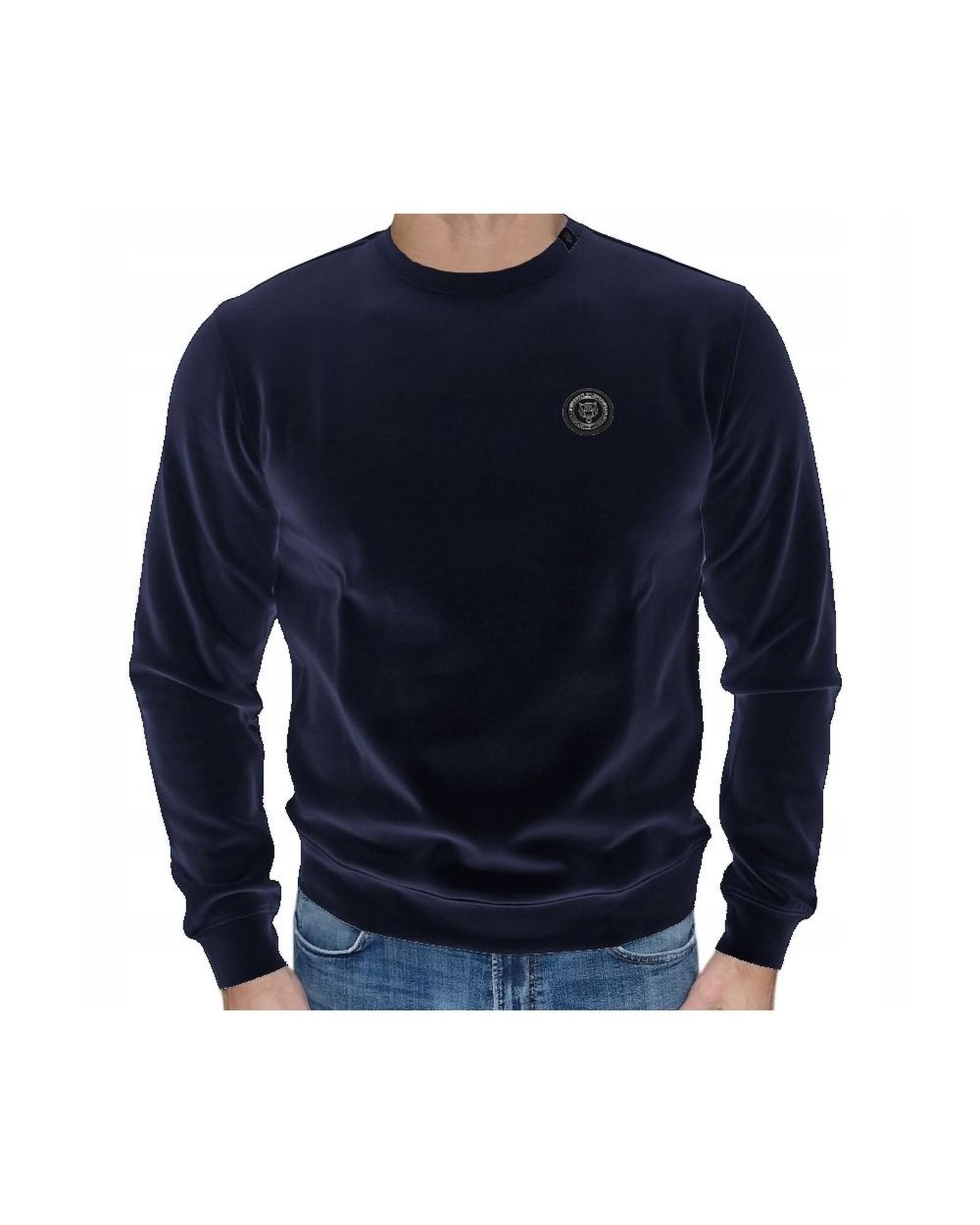 image of Philipp Plein Cotton Crewneck Sweatshirt With Logo Print in Blue, Men's (Size 2XL)