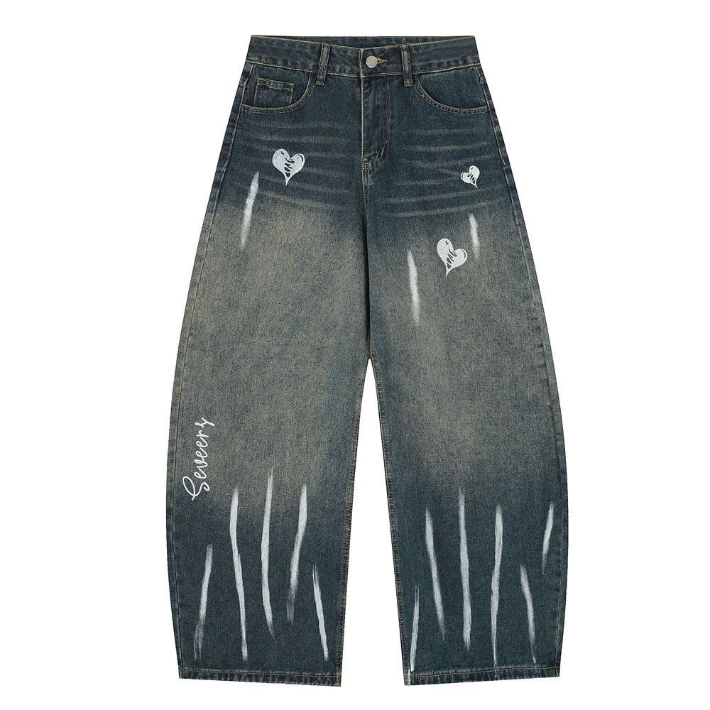 Jean Men's loose washed tie-dye punk scimitar jeans Size US 33 - 1 Thumbnail
