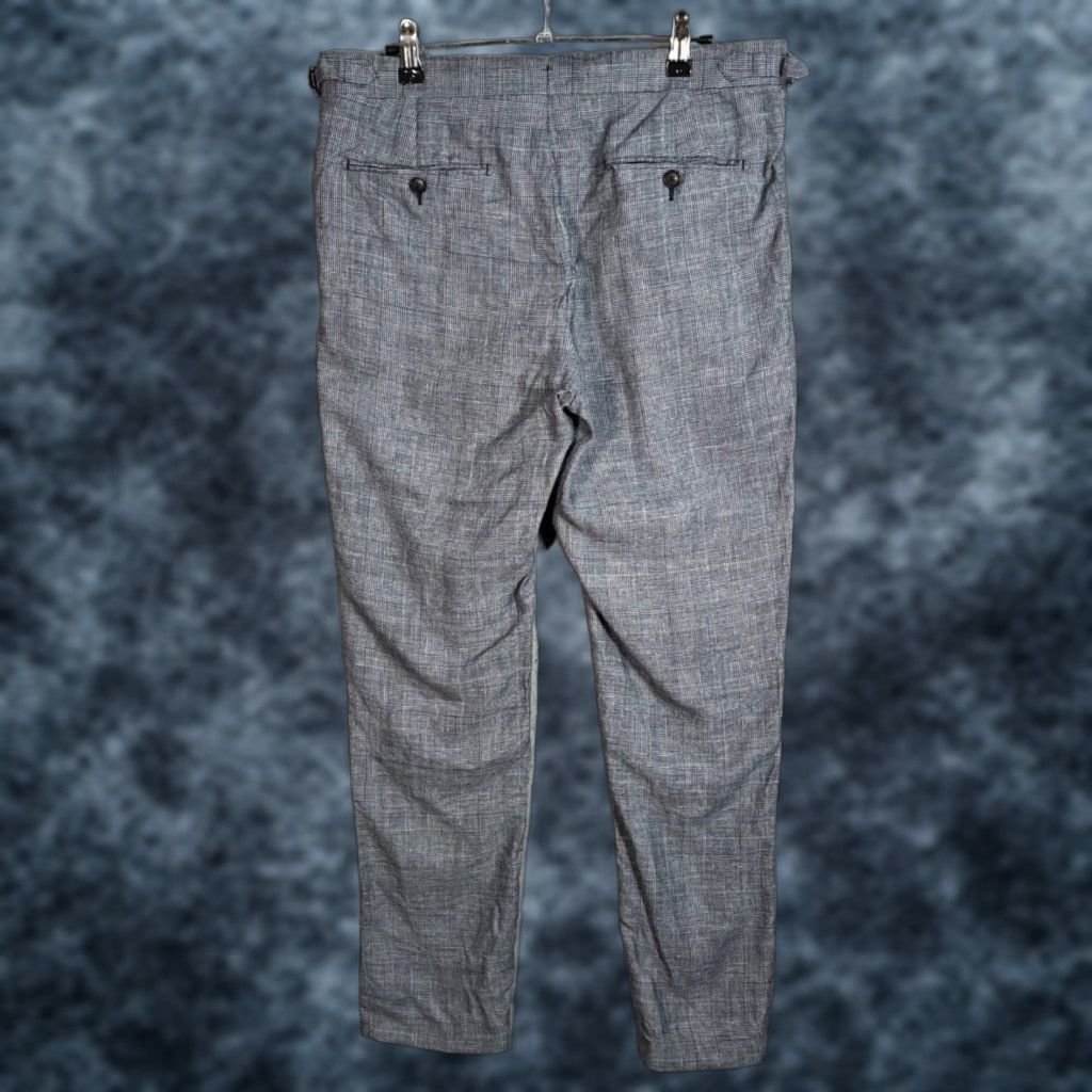 Suitsupply Suit Supply Slim Fit Gray Checkered Dress Pants Mens Size 48 Slim Tapered Front Flat Front 29 In Inseam Gray Linen Wool Silk Dress Pants Mens Medium? Size 48R - 1 Thumbnail